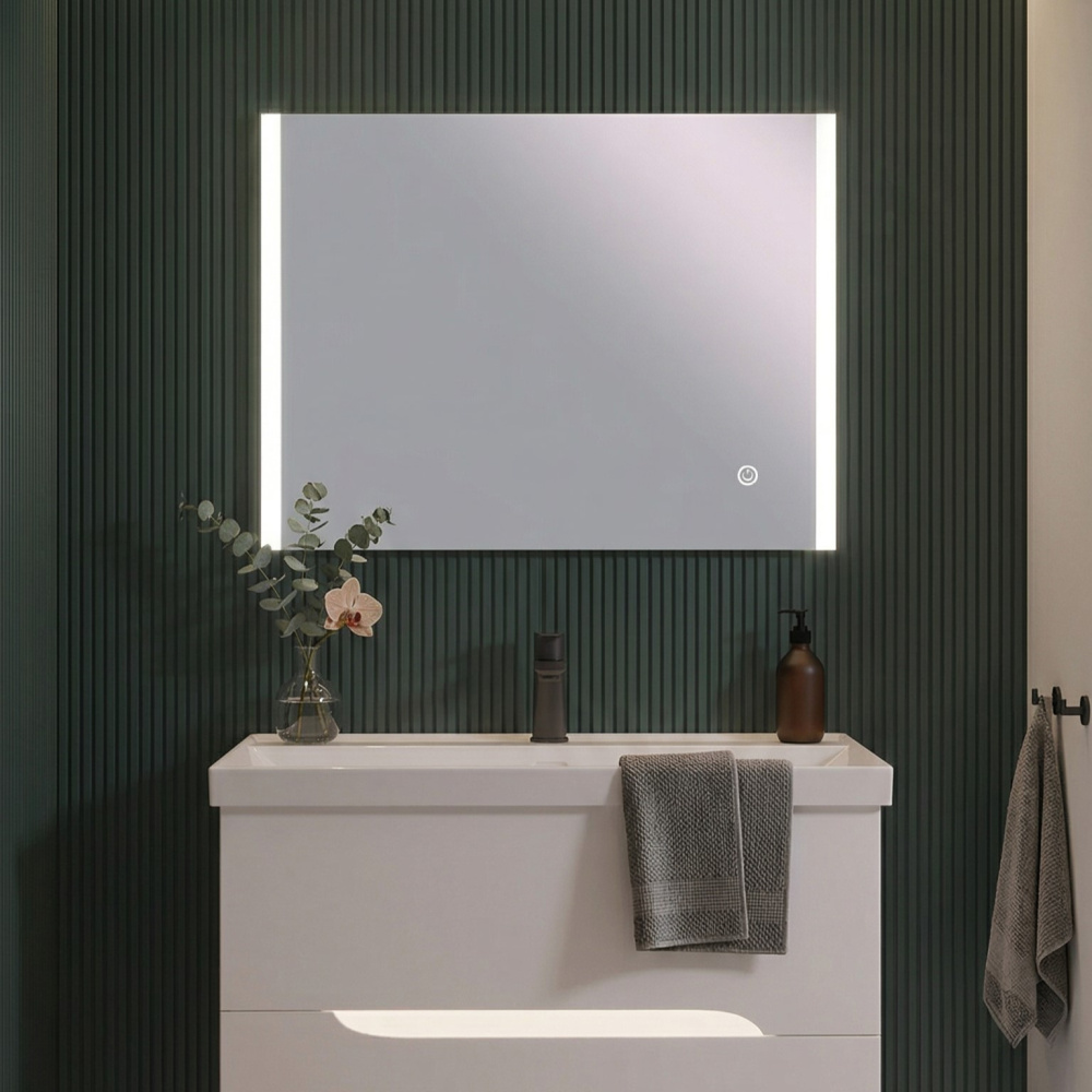 Зеркало Дублин 50х60 Лайт прямоугольное с LED подсветкой (2 варианта навеса)