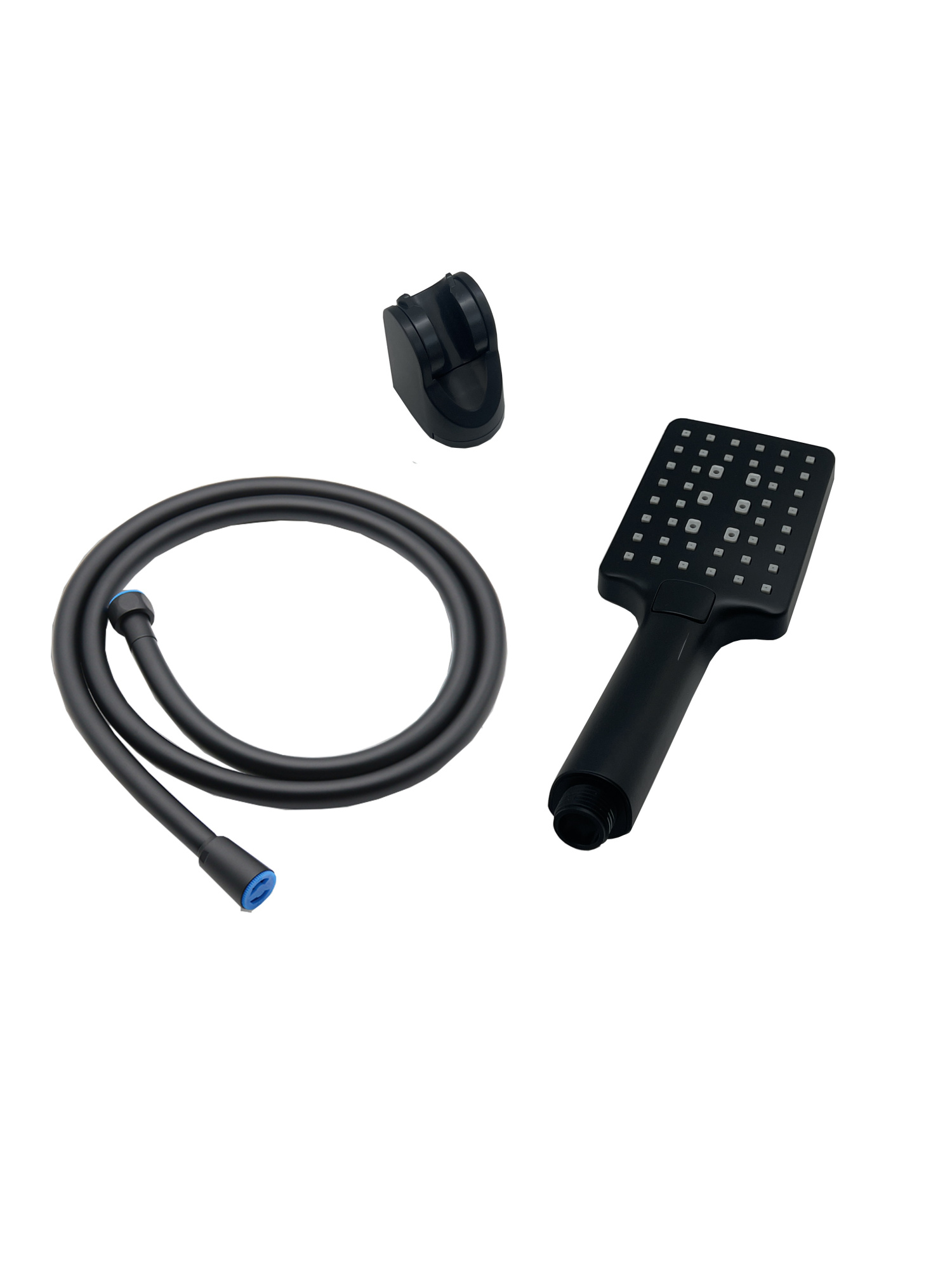 PSH03B Лейка для душа в наборе с держателем и ПВХ-шлангом, черный EvaGold