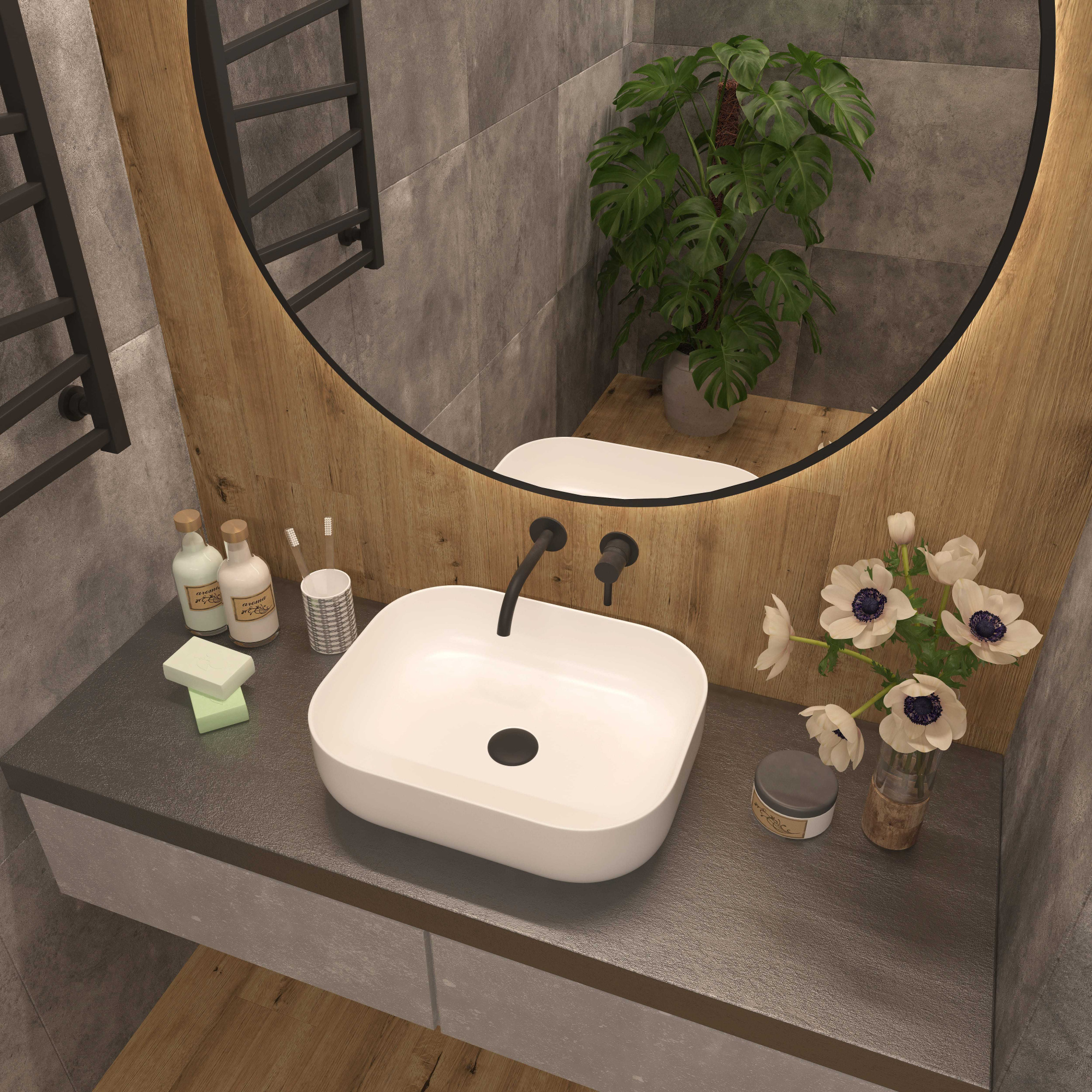 Умывальник накладной A419 прямоугольный без перелива (485*395*145 мм)