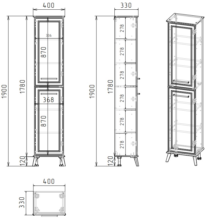 40 Пенал-шкаф «Michael 40» №2 универсальный, цвет мокка мусс