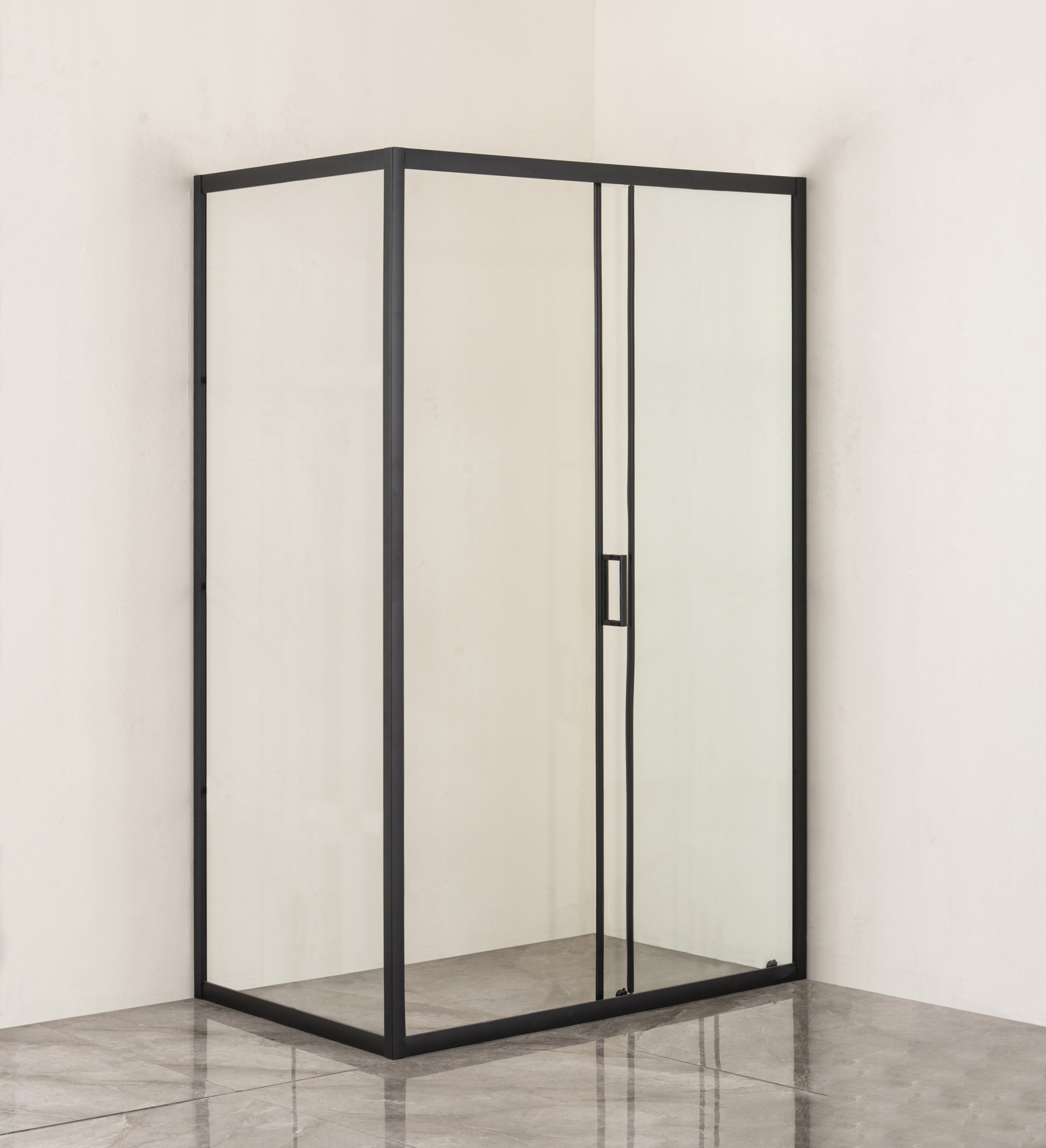 EG2B Душевое ограждение прямоугольное EvaGold 120х80, профиль черный матовый, прозрачное стекло