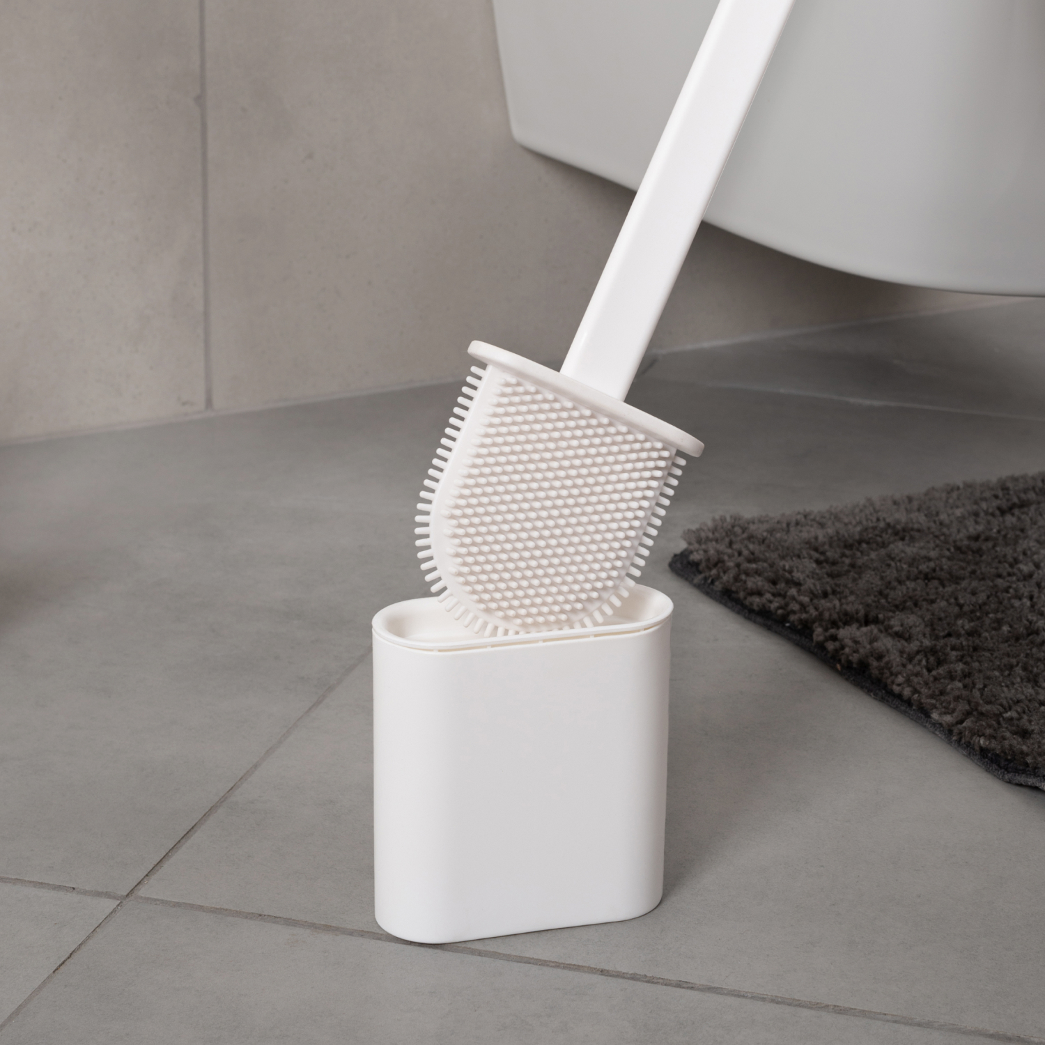 Ершик для унитаза силиконовый подвесной без сверления, белый "Kleber Lite"