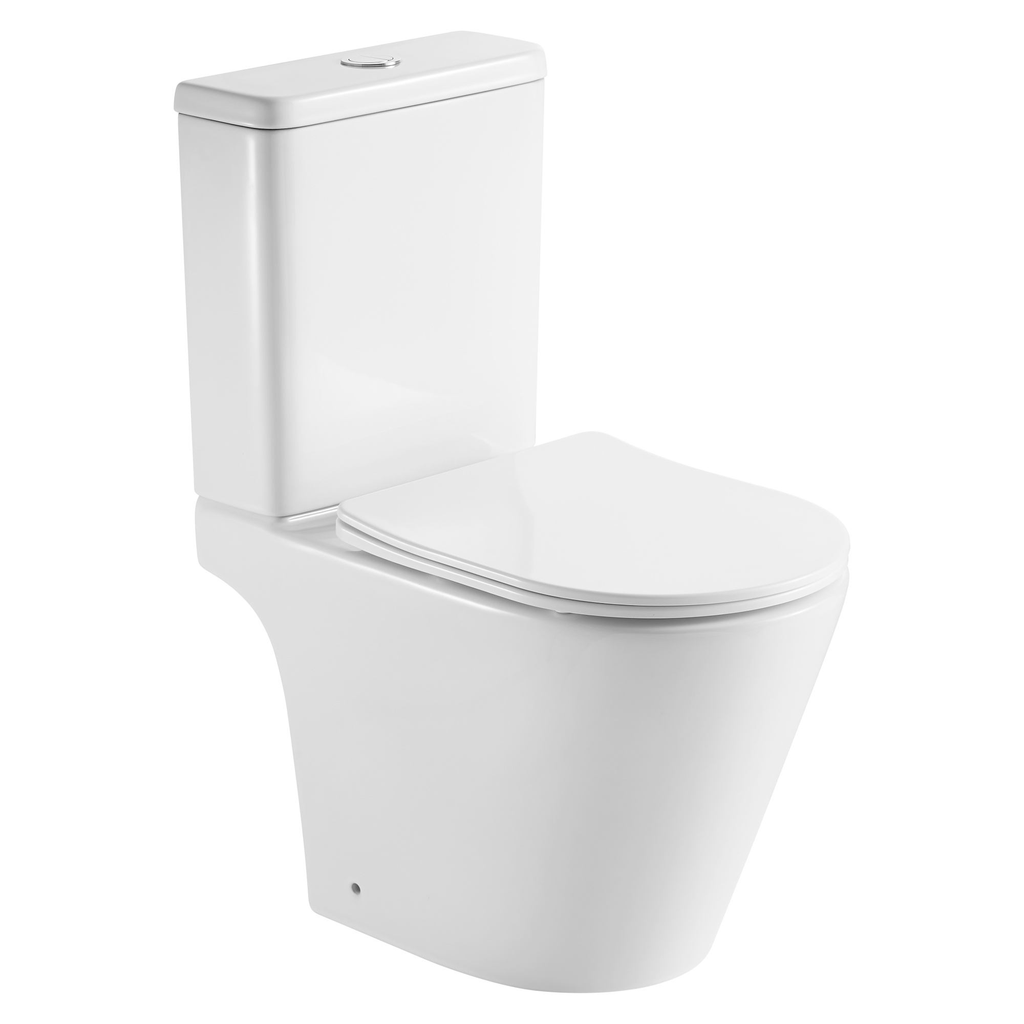 Унитаз-компакт EG310T безободковый круговой смыв, сиденье тонкое ДП, крепления, арматура, горизонтальный выпуск