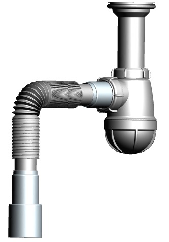 B0515 Сифон д/кухни с удл.горл и г/т1 1/2"х40 40х40/50 (30)