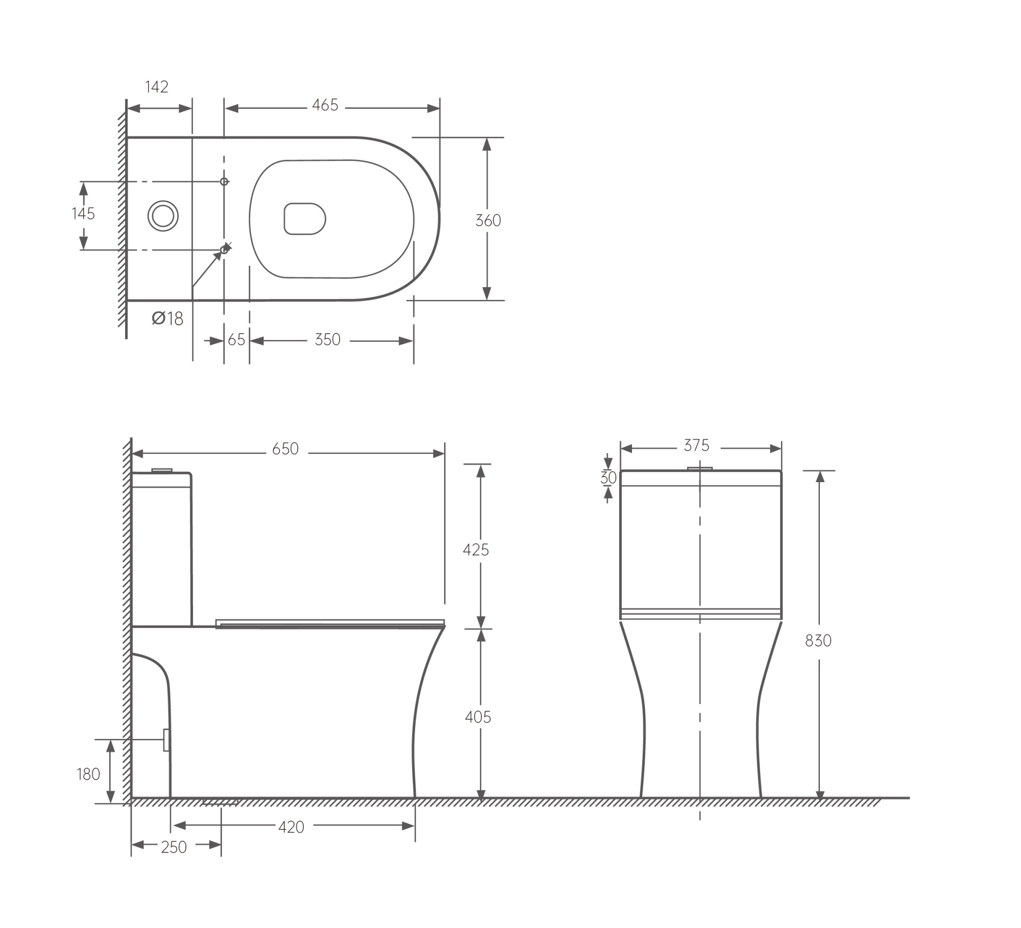 Унитаз-компакт EG301T безободковый круговой смыв, сиденье тонкое ДП, крепления, арматура, горизонтальный выпуск