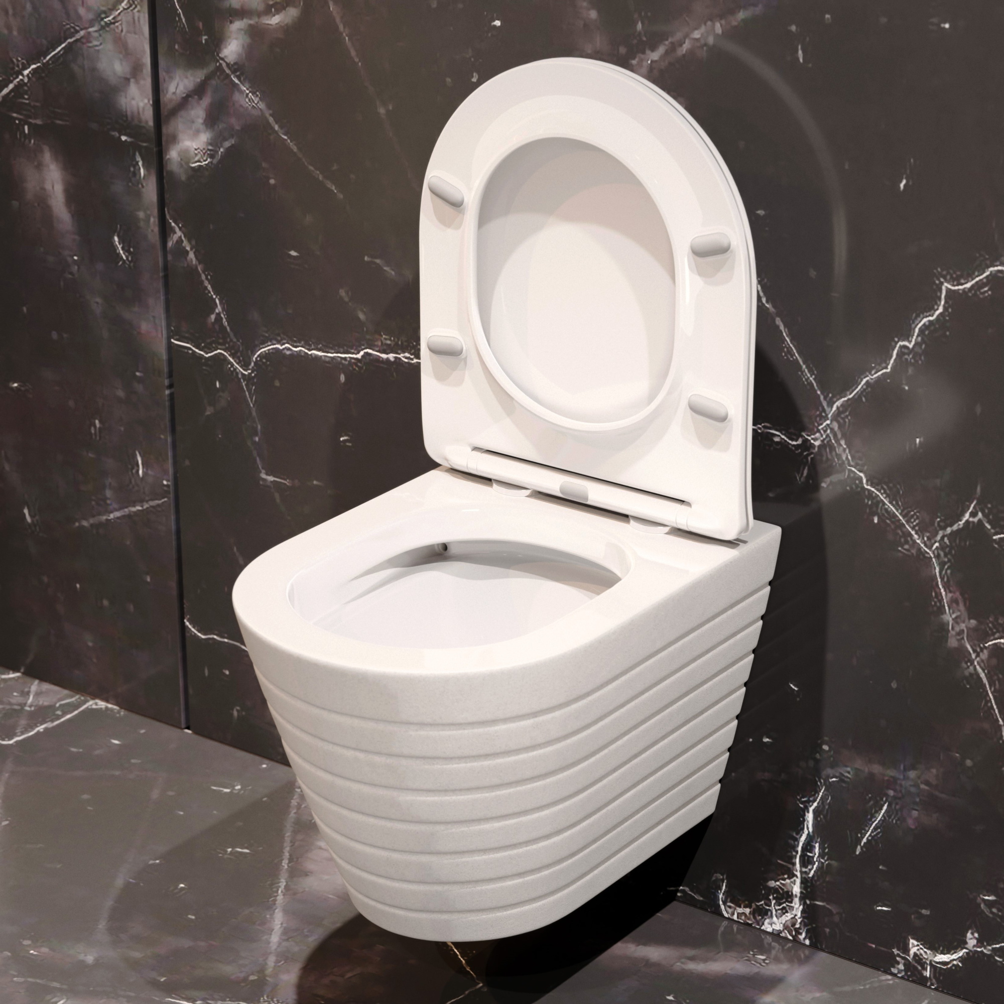 Унитаз подвесной K703 безободковый, сиденье тонкое ДП, крепления