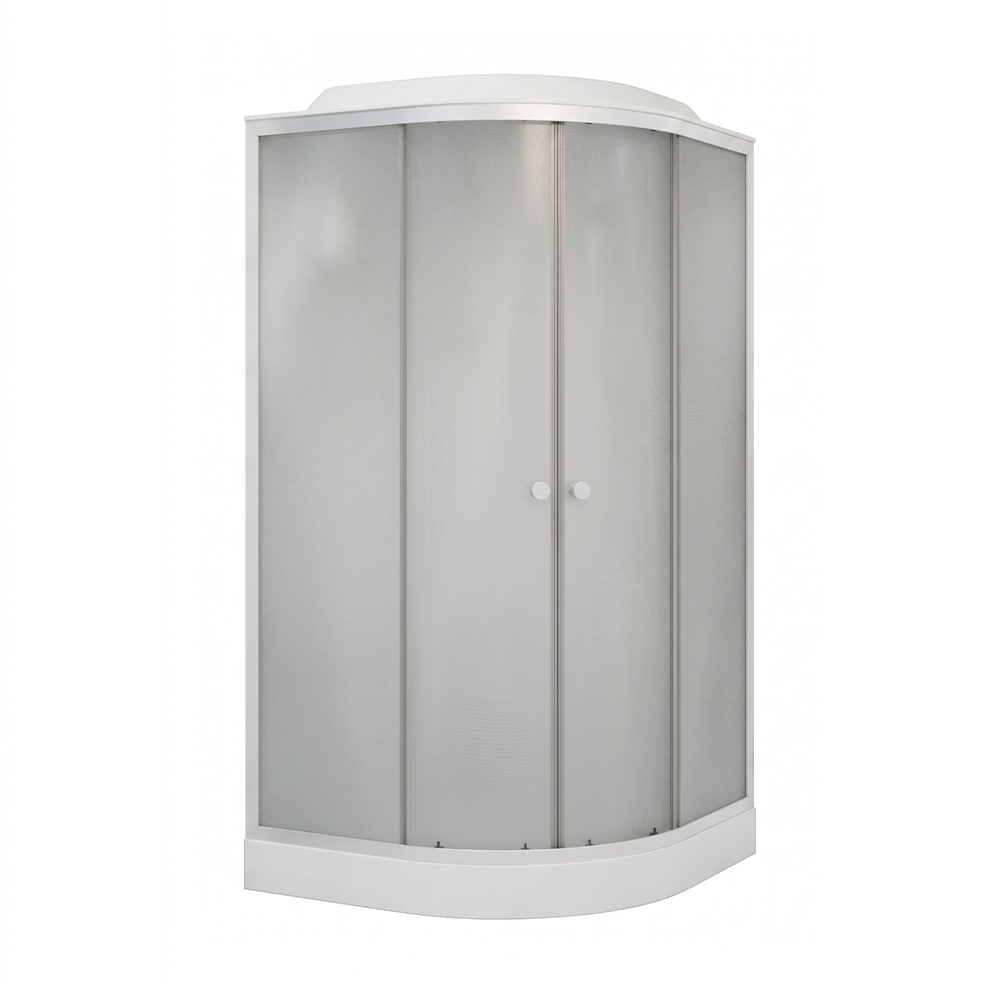 ДК EvaGold полукруг F101WS (100*100, низ.под., рифл. стек., белая стен., хром матовый проф. 3к.)
