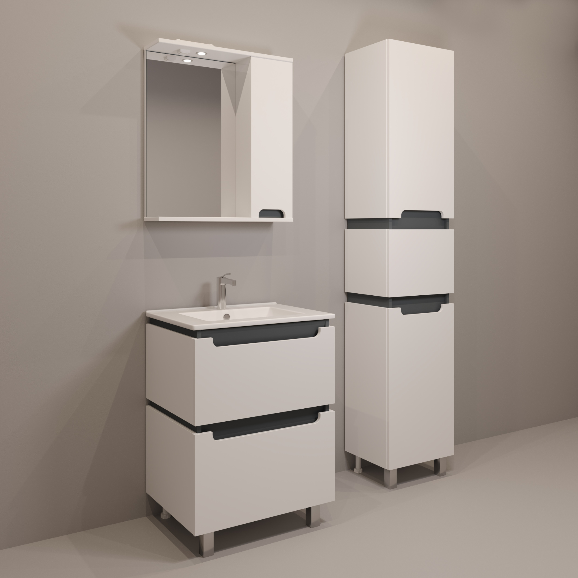 60 Тумба "Vesta 60" №4 (ум. Como 60) белый/графит Pur-клей