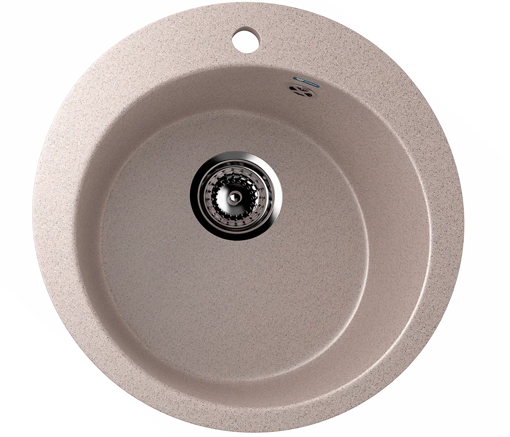Мойка композит.Ulgran U-405 КРУГЛАЯ 302 песочный 495*495*220 с сифоном