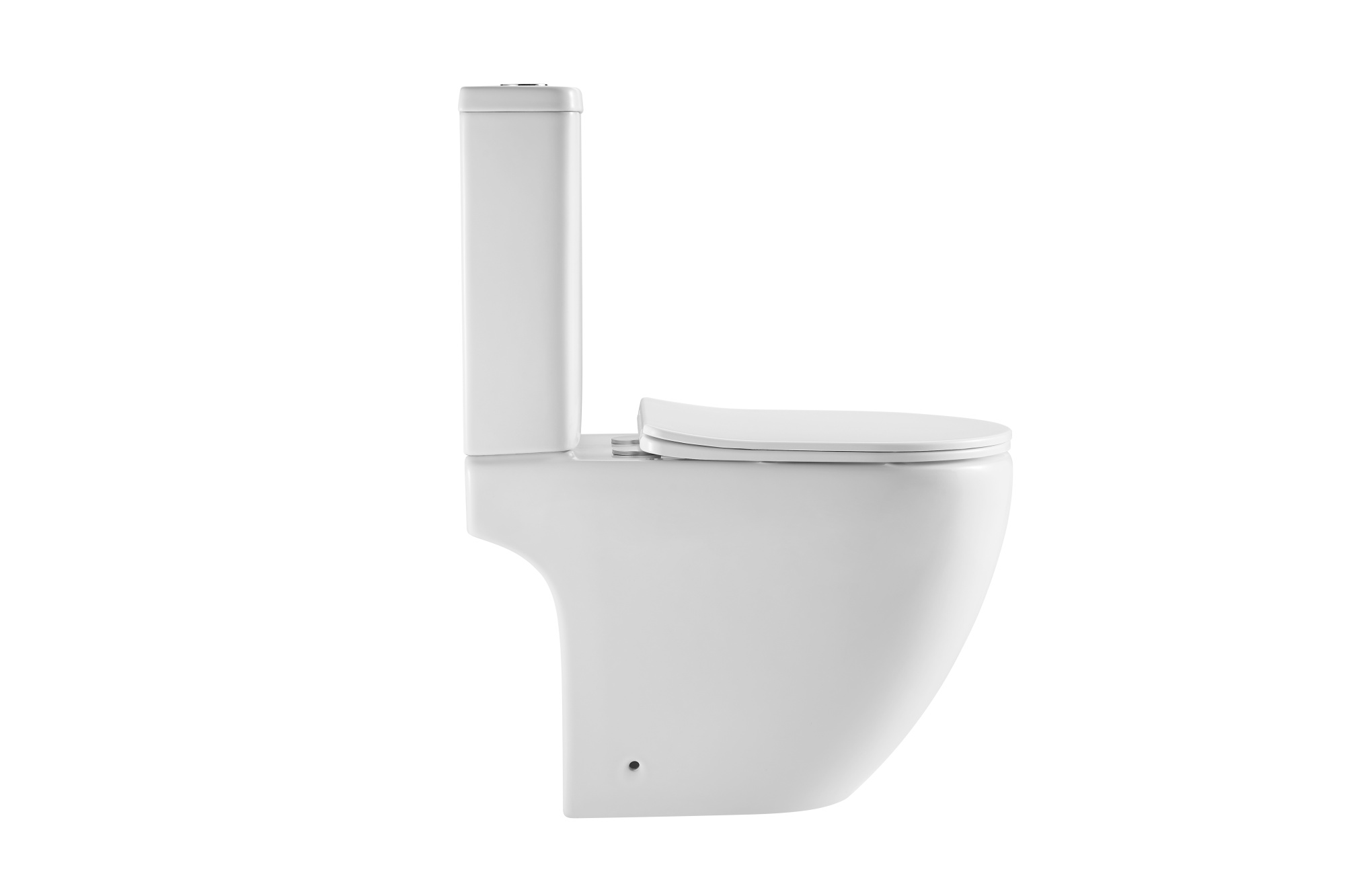 Унитаз-компакт EG312T безободковый круговой смыв, сиденье тонкое ДП, крепления, арматура, горизонтальный выпуск