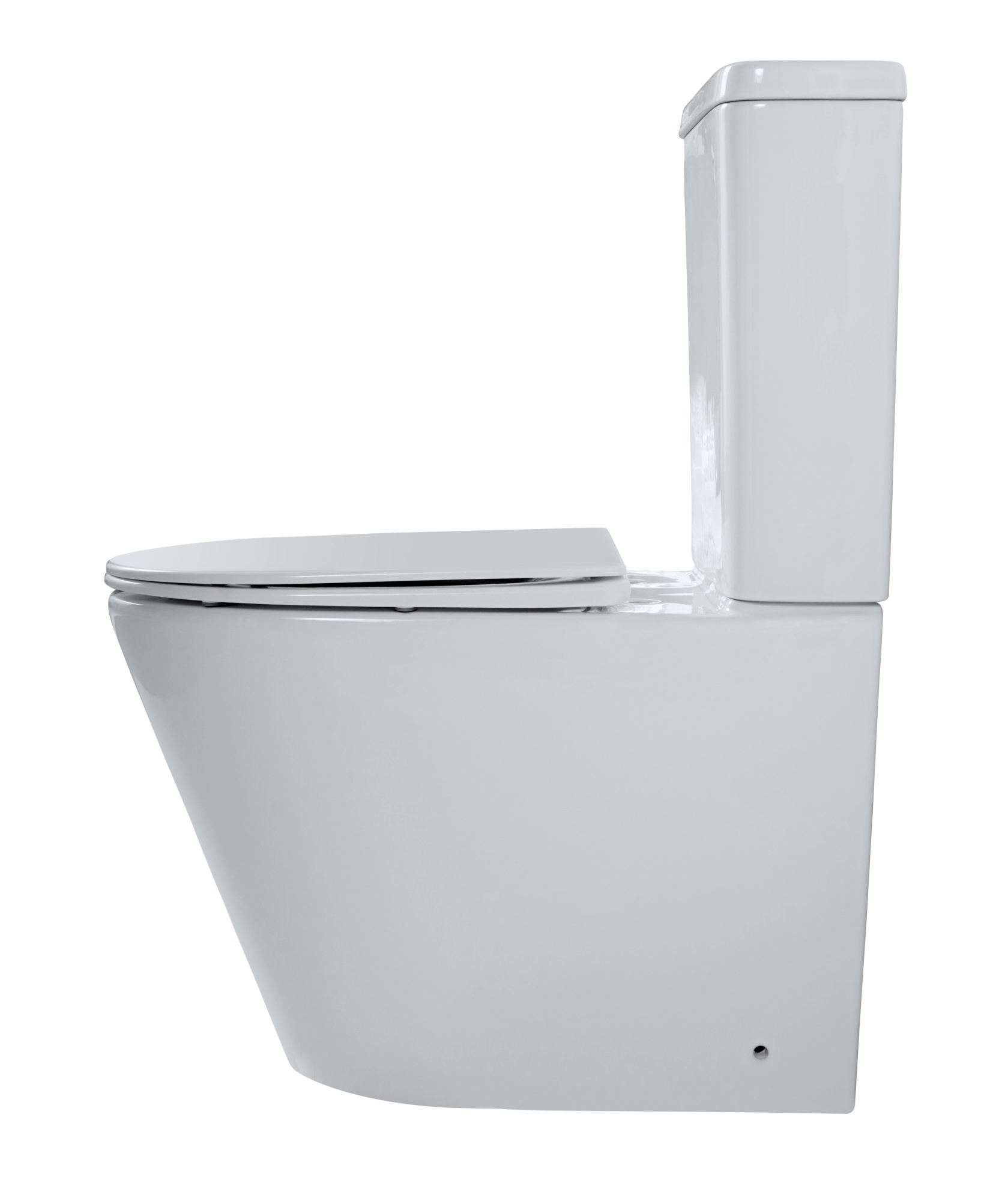 Унитаз-компакт EG309T безободковый круговой смыв, сиденье тонкое ДП, крепления, арматура, горизонтальный выпуск