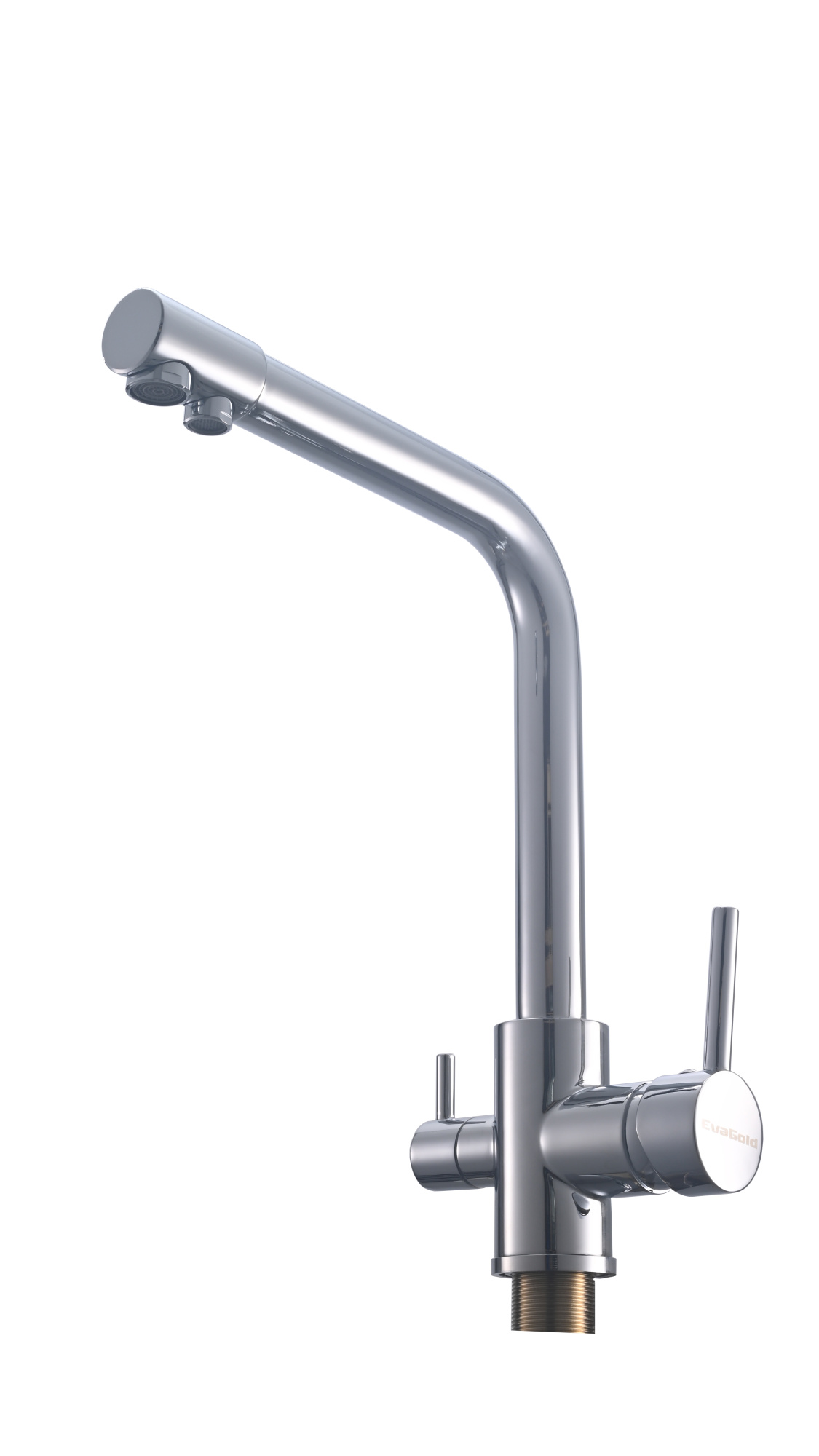 FK042C Смеситель для кухни нержавейка, хром со встр. фильтром (краном) под питьевую воду EvaGold