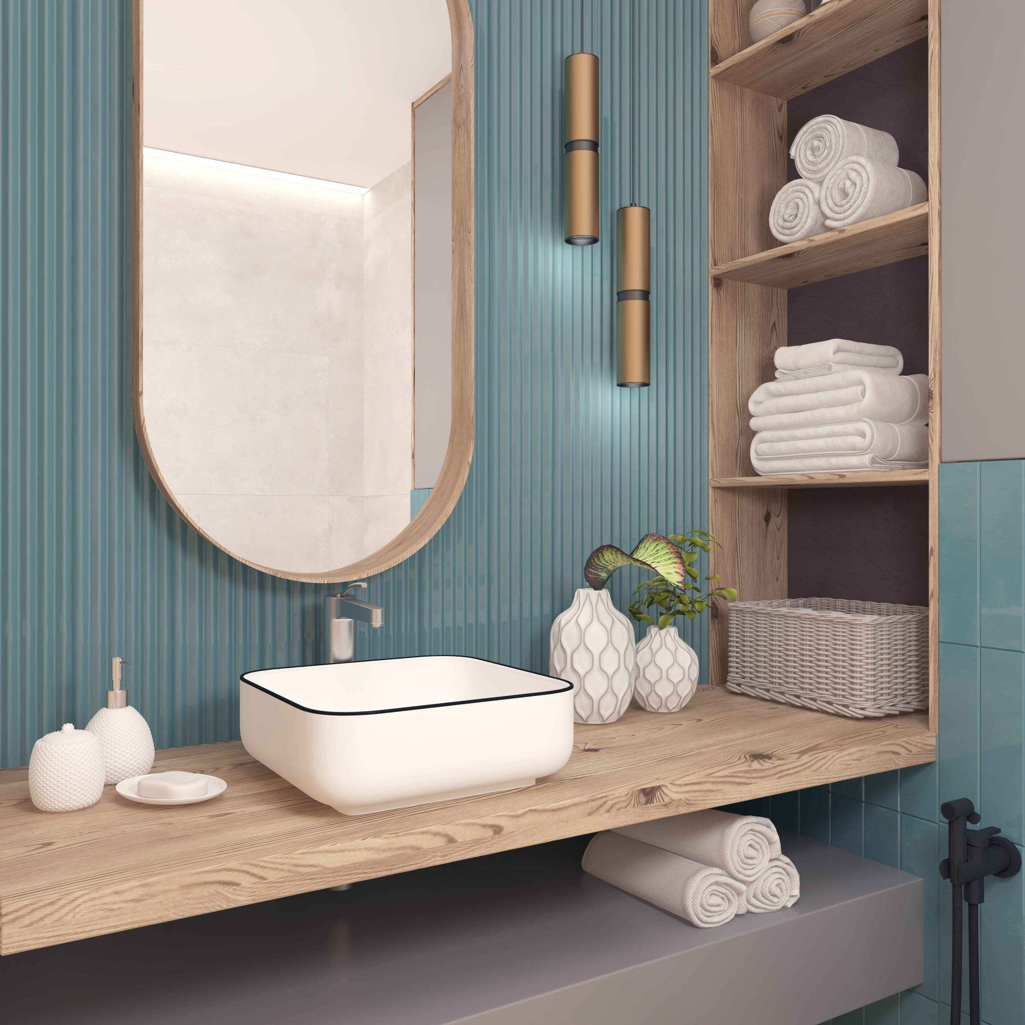 Умывальник накладной A423CBLG квадратный без перелива (385*385*140 мм)