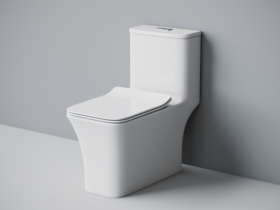 Унитаз-моноблок SM9615 безободковый, сиденье тонкое ДП, арматура (с гофрой и подводкой)