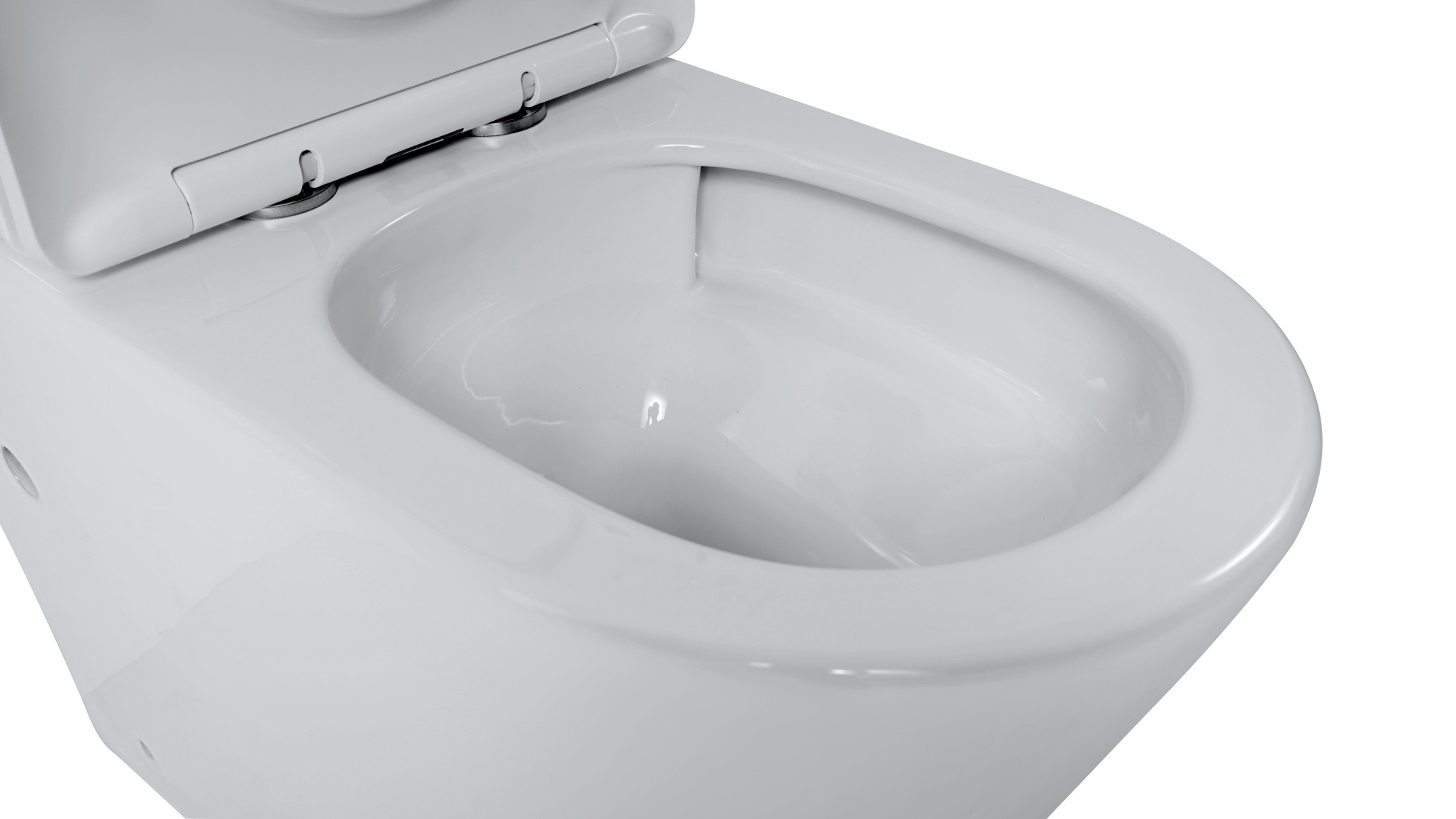 Унитаз-компакт EG309T безободковый круговой смыв, сиденье тонкое ДП, крепления, арматура, горизонтальный выпуск