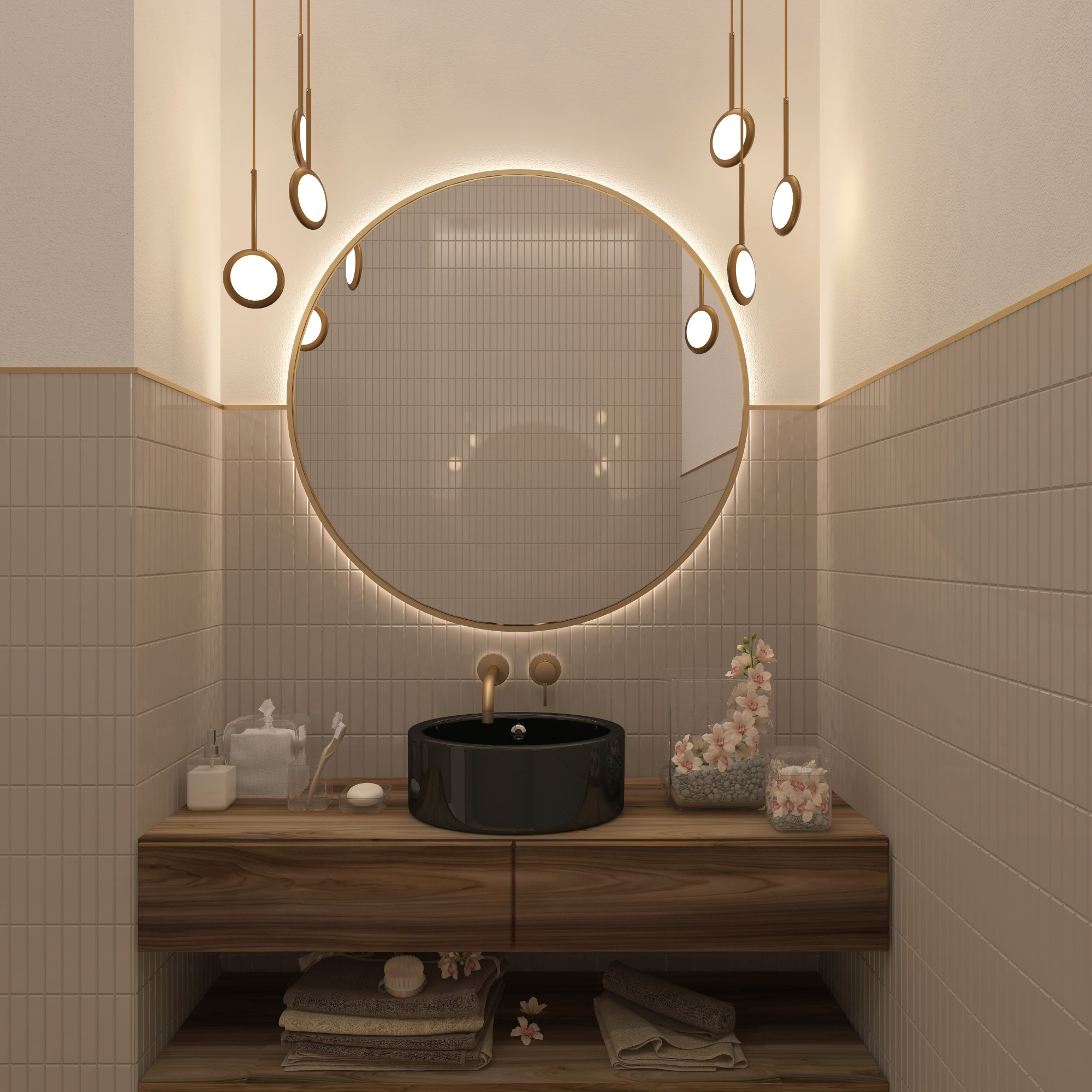 Умывальник накладной A028BG черный круглый с переливом (415*415*155 мм)