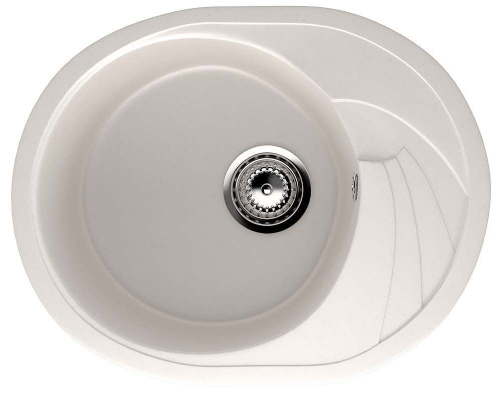 Мойка композит.Ulgran U-403 ОВАЛЬНАЯ 331 белый 580*470*200  с сифоном
