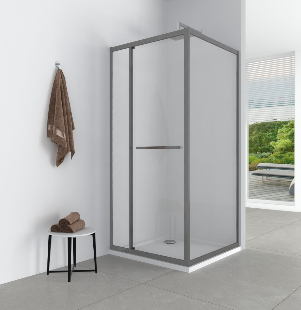 EG7G Душевое ограждение квадрат EvaGold 100х100, профиль оружейная сталь, прозрачное стекло