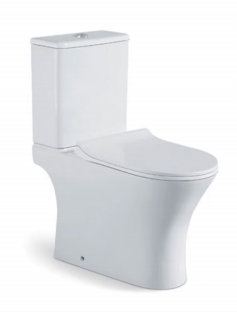 Унитаз-компакт EG313 безободковый, сиденье тонкое ДП, крепления, арматура, горизонтальный выпуск