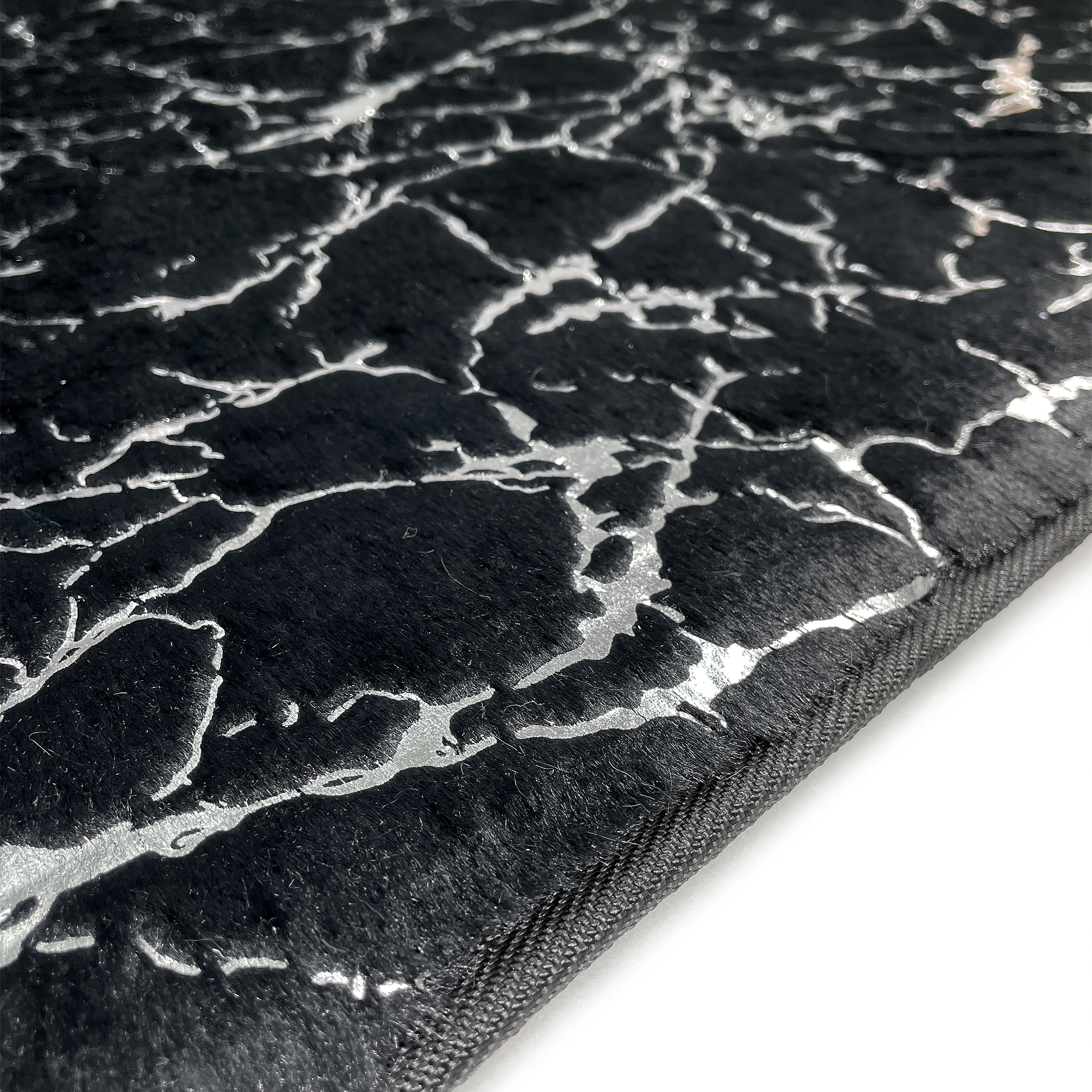 Коврик для ванной 50*80см, MARBLE черный с серебром
