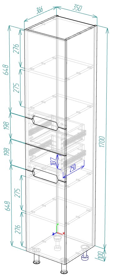 35 Пенал-шкаф "Paola 35" (2 ящика)