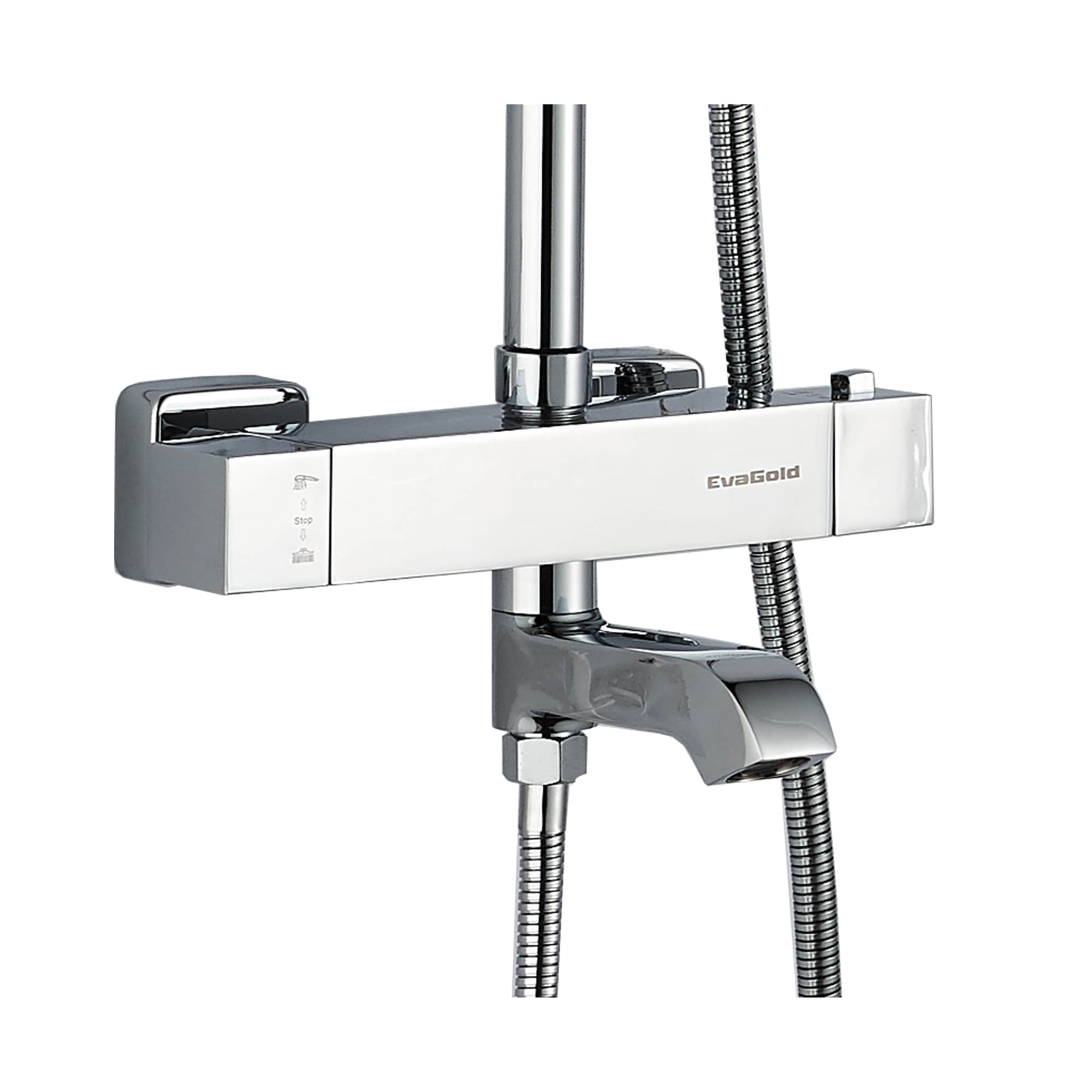 Congo FS03C-PVD Душевая стойка (150 см) со смесителем латунь, хром с терморегуляцией EvaGold