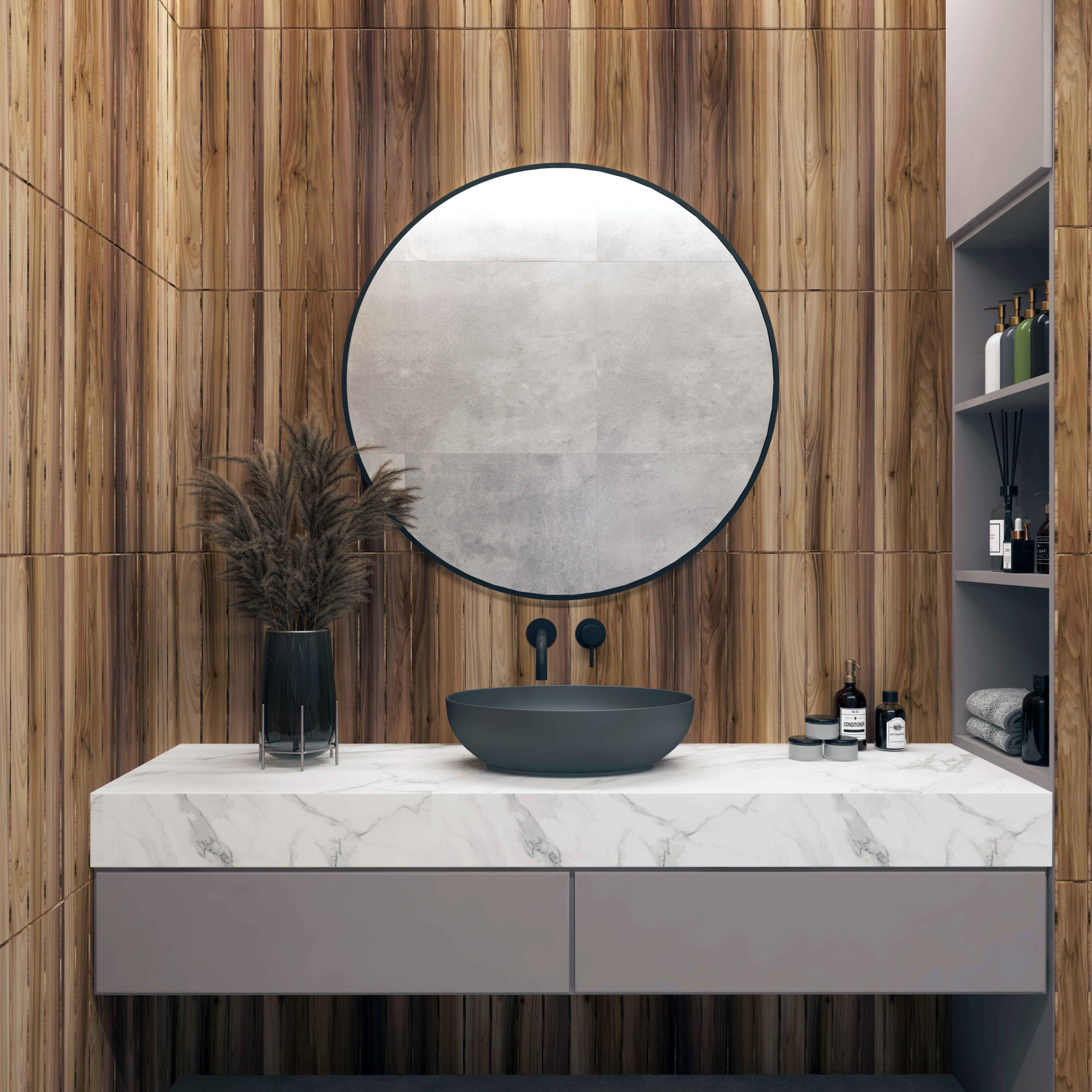 Умывальник накладной A433CDGRM серый матовый овальный без перелива (515*390*145 мм)