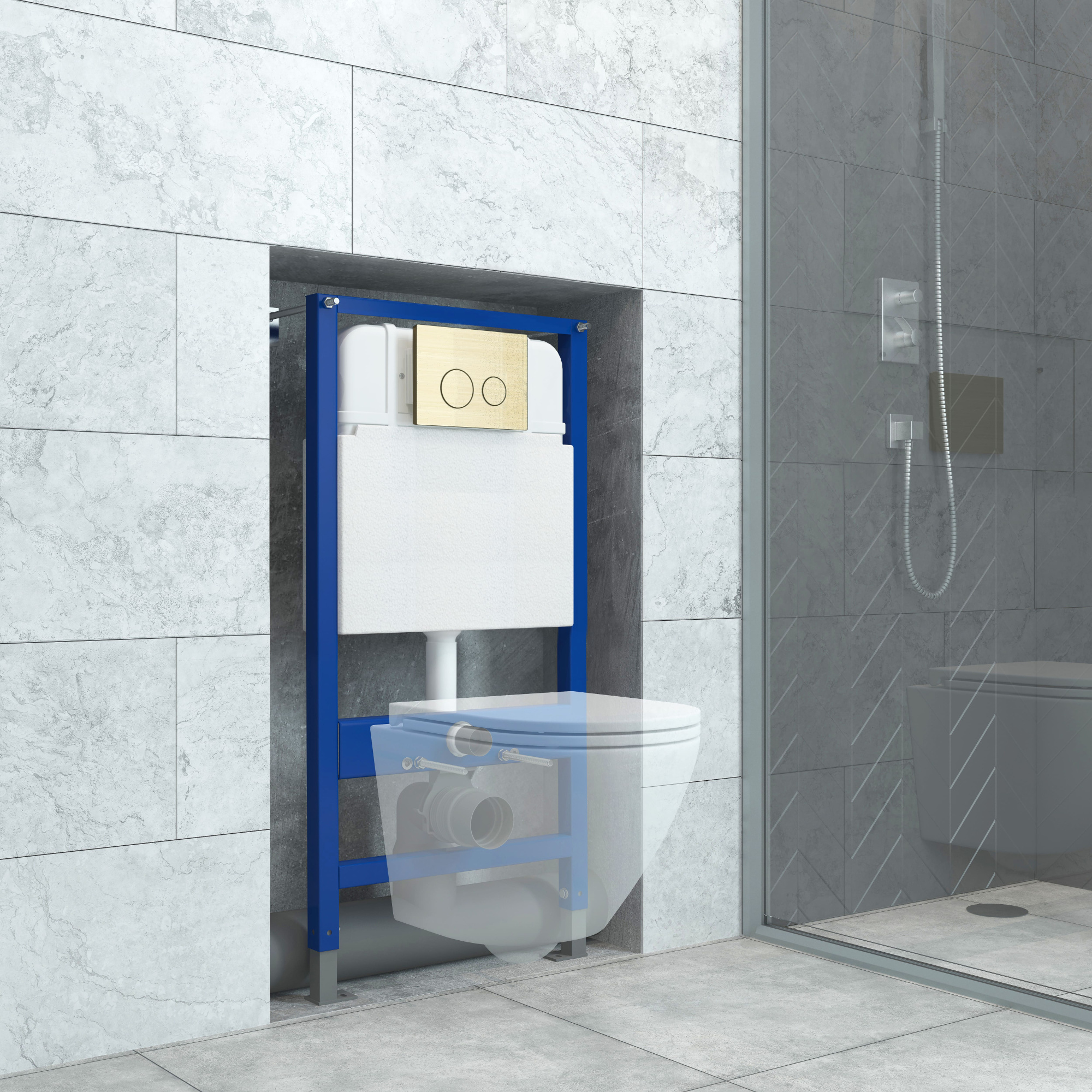 Кнопка смыва EvaGold 545-25 нержавейка круг золото для инсталляции 545