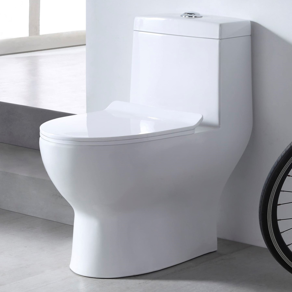 Унитаз-моноблок SM9601R безободковый, сиденье тонкое ДП, арматура (с гофрой и подводкой)