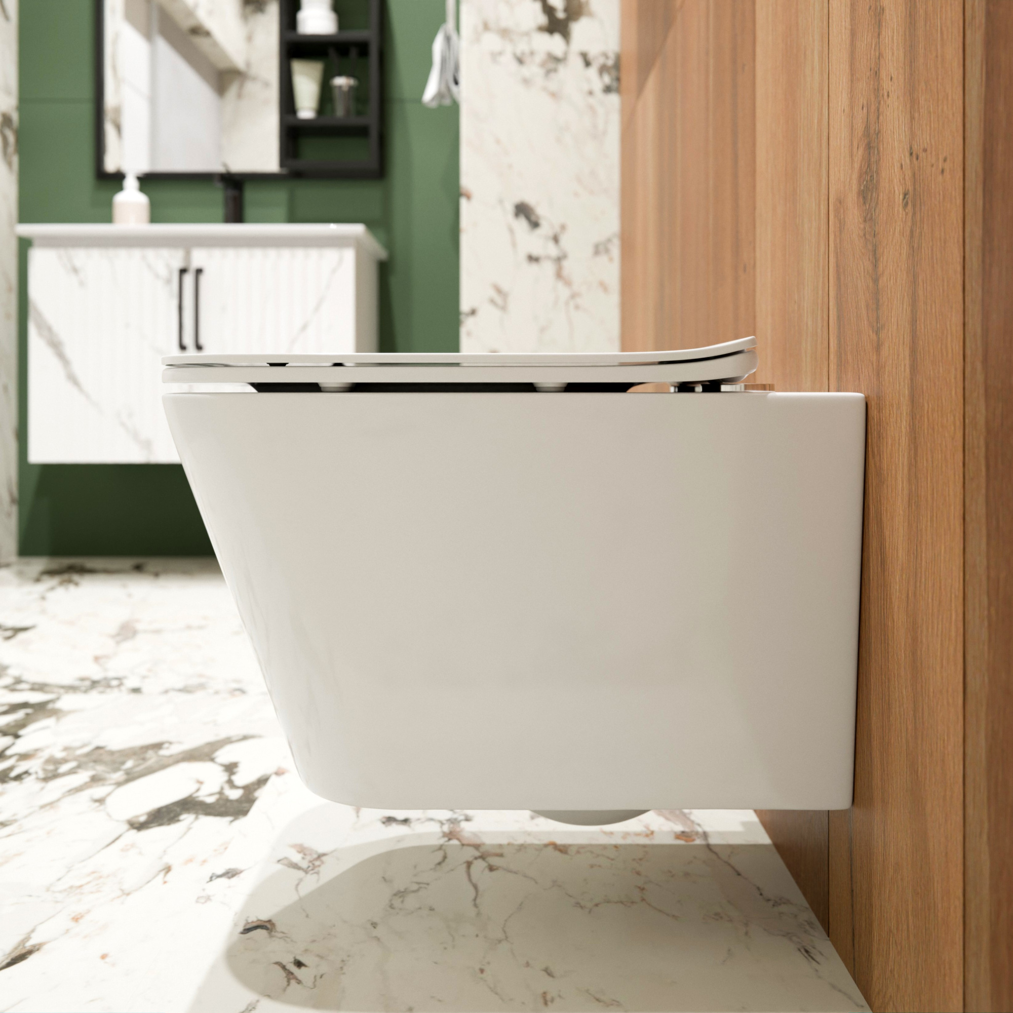 Унитаз подвесной K633B с биде безободковый, сиденье тонкое ДП, крепления