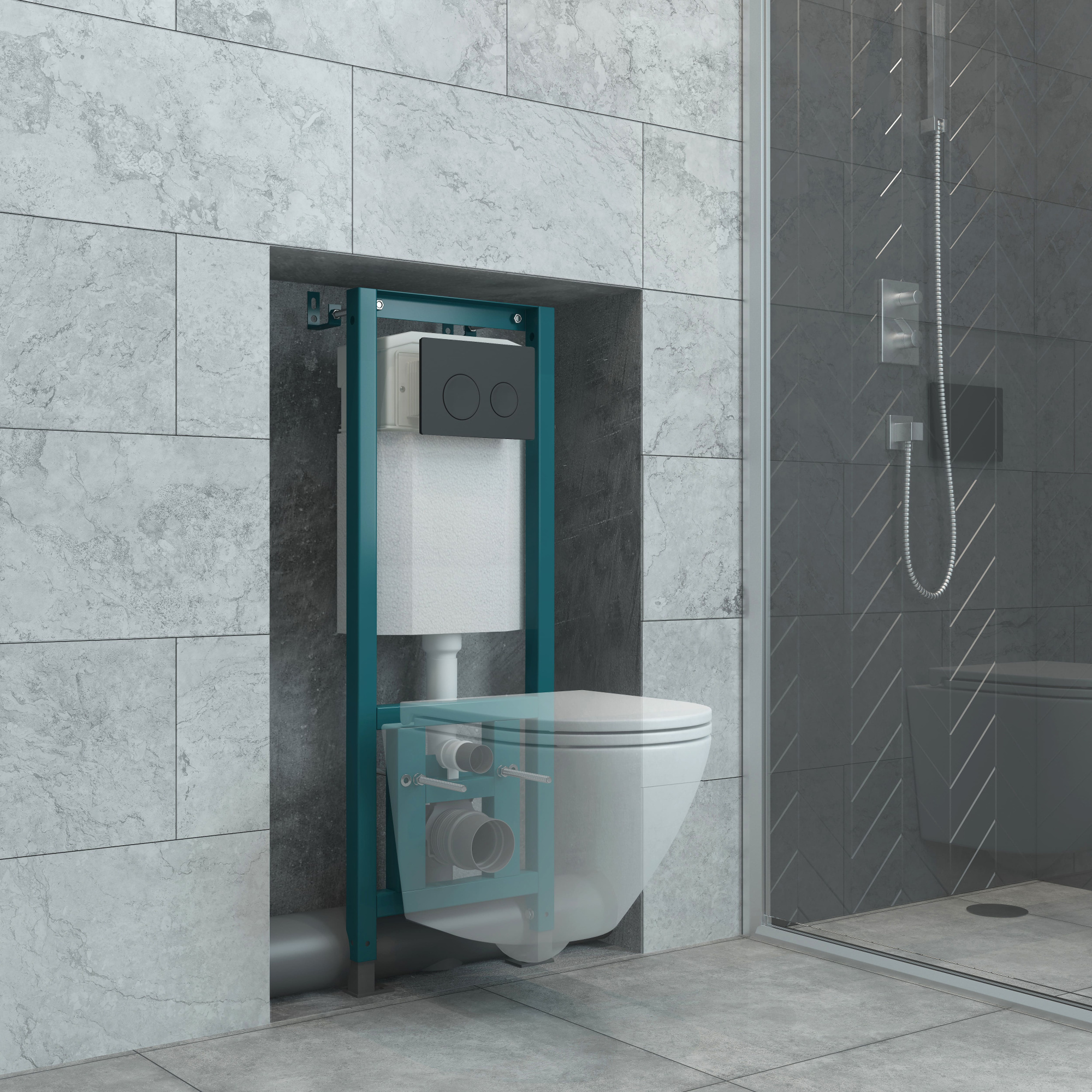 Кнопка смыва EvaGold 03, пластик круг черный матовый для инсталляции EvaGold 400 и EvaGold 500