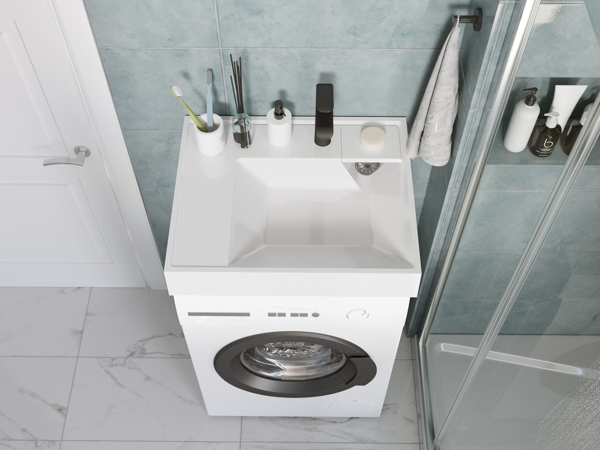 Раковина Vega 50  на стир. машину узкая 600*500*100 (кронштейн, крепление для умывальника)