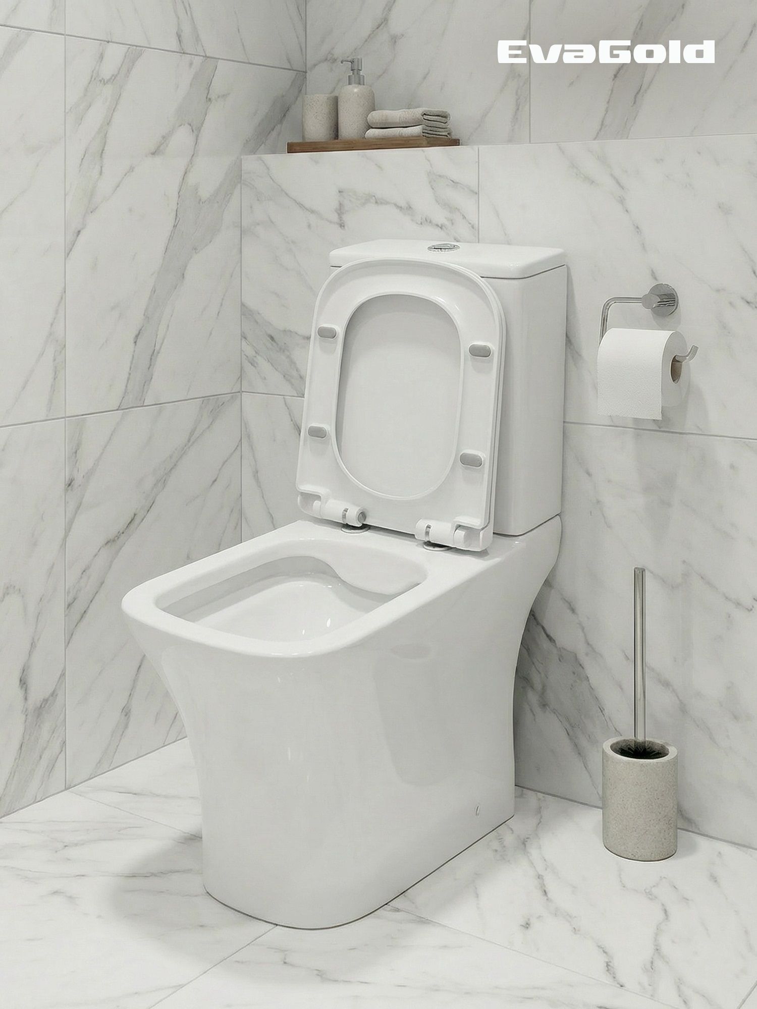 Унитаз-компакт EG314 безободковый, сиденье тонкое ДП, крепления, арматура, горизонтальный выпуск