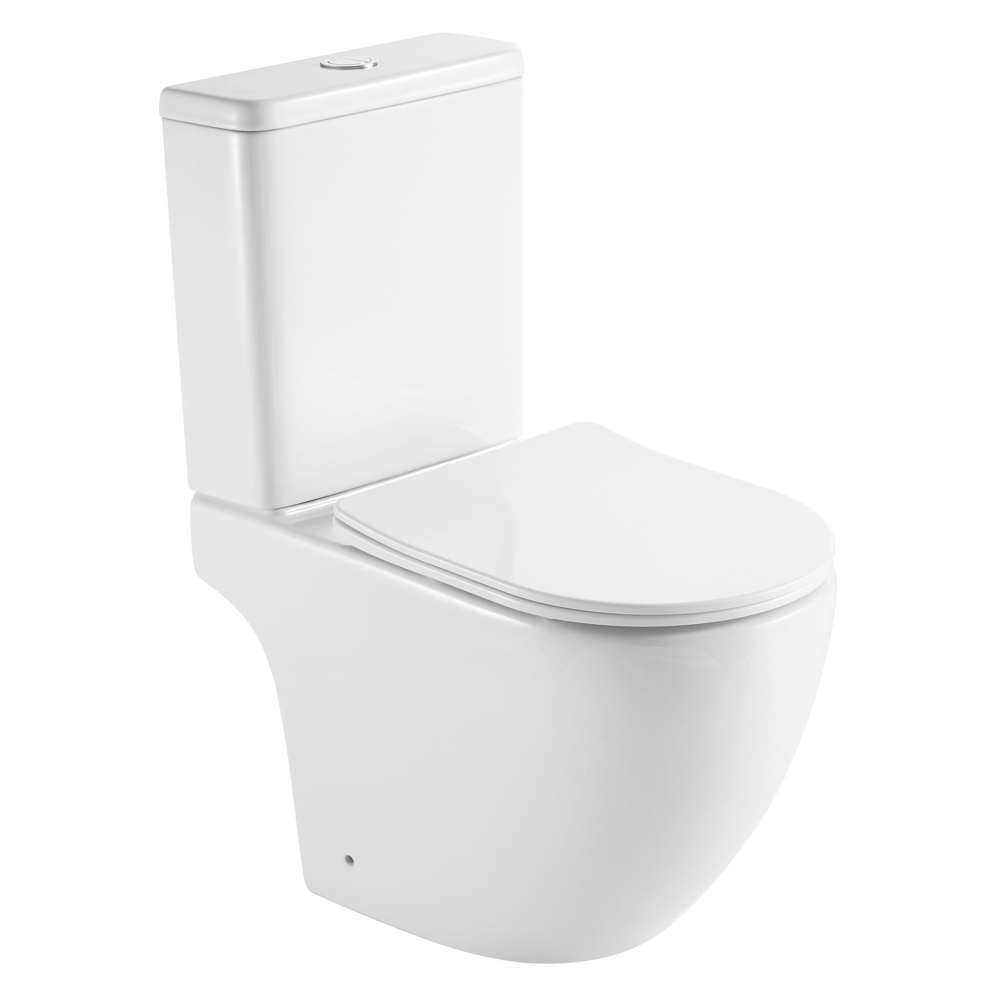 Унитаз-компакт EG312T безободковый круговой смыв, сиденье тонкое ДП, крепления, арматура, горизонтальный выпуск