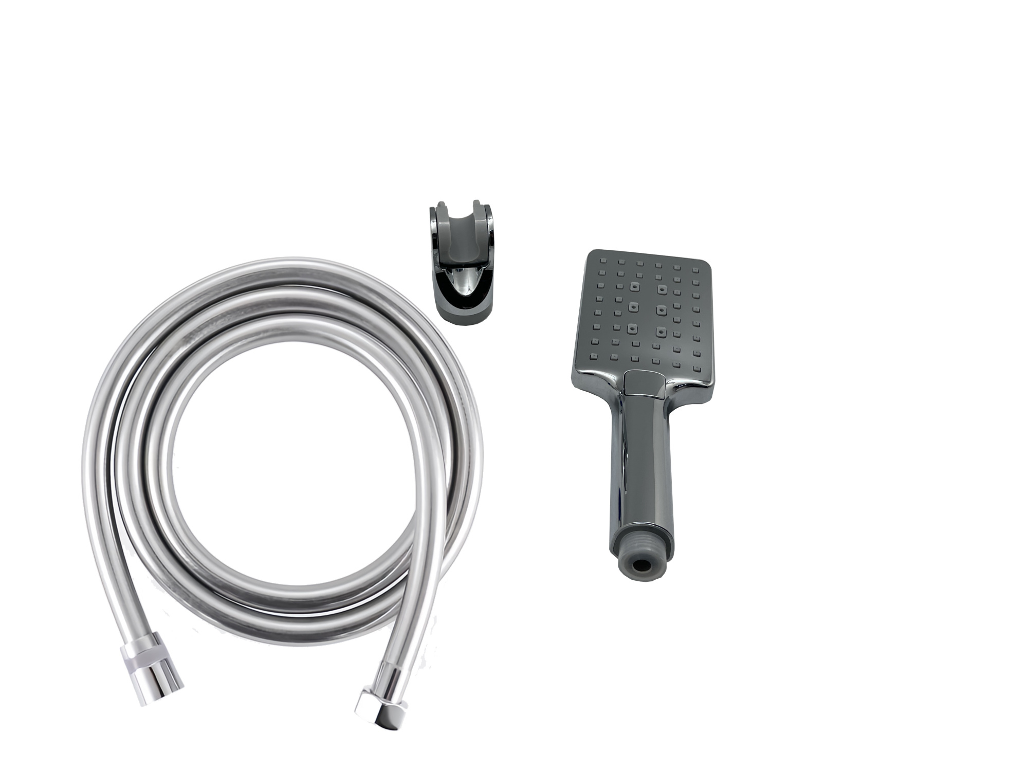 PSH03C Лейка для душа в наборе с держателем и ПВХ-шлангом, хром EvaGold