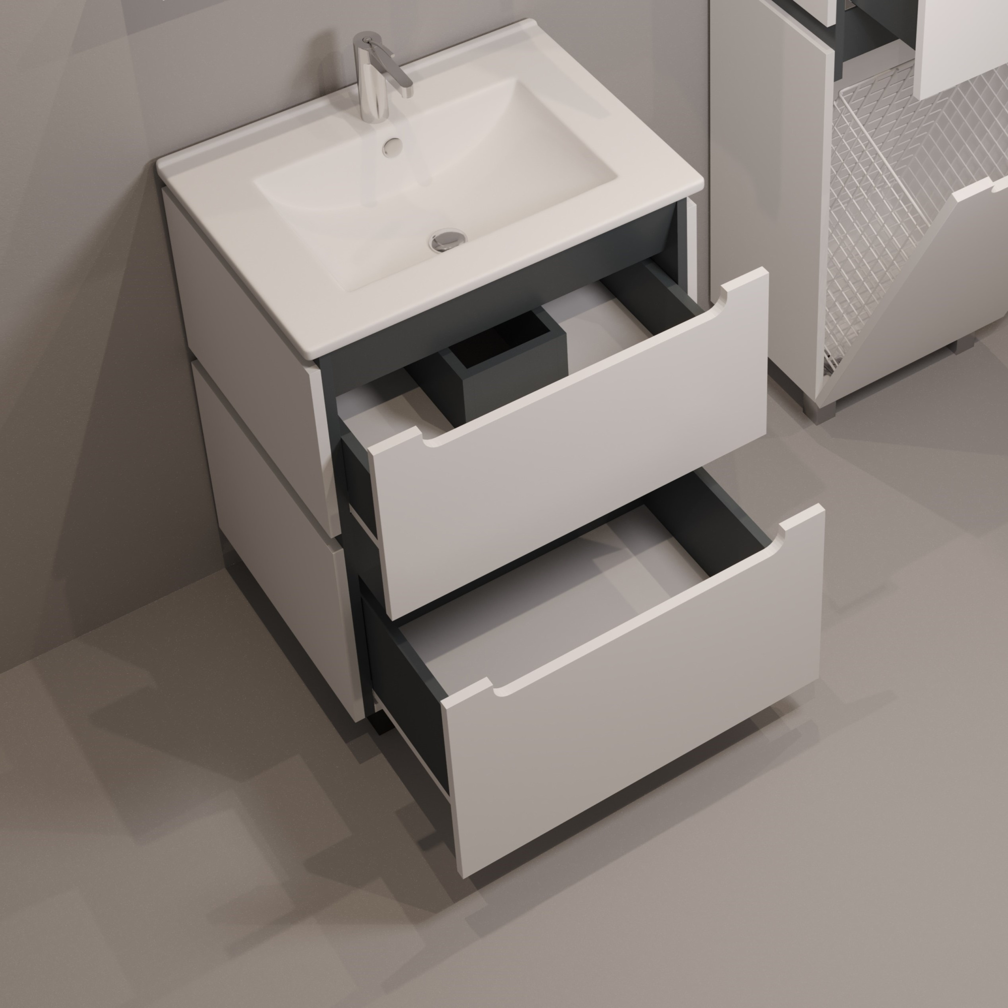 60 Тумба "Vesta 60" №4 (ум. Como 60) белый/графит Pur-клей