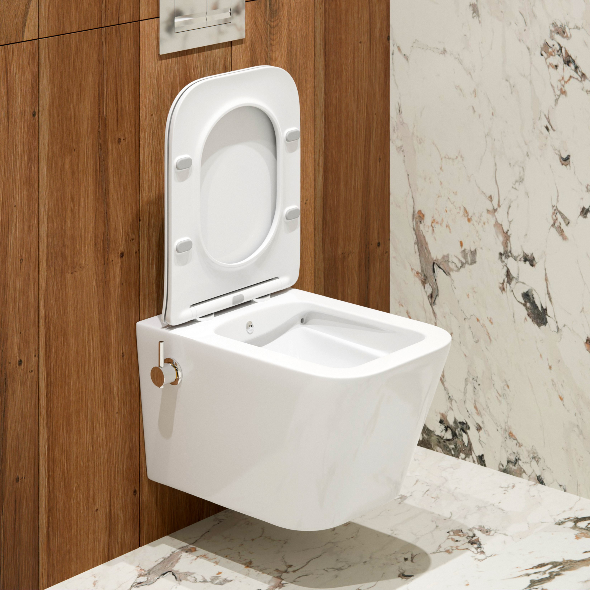 Унитаз подвесной K633B с биде безободковый, сиденье тонкое ДП, крепления