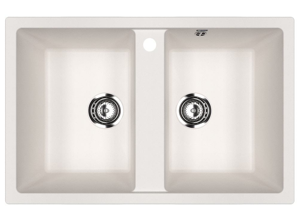 Мойка композит.Ulgran U-608 ПРЯМОУГОЛЬНАЯ двойная 331 белый 770*500*210  с сифоном