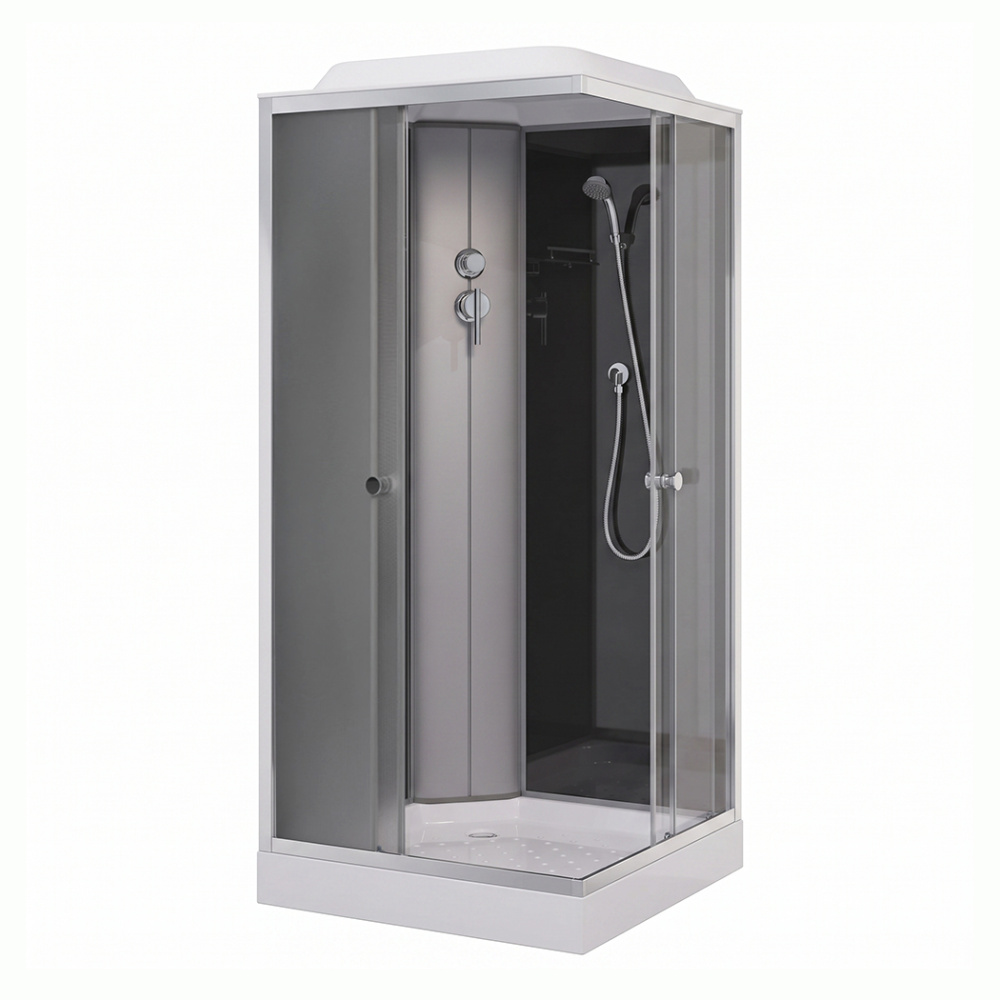 ДК EvaGold квадрат F101BS-Q (100*100, низ.под., рифл. стек., черн. стен., хром матовый проф. 4к.)