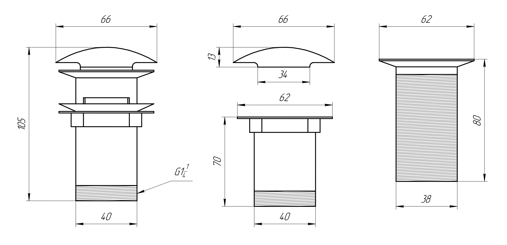 EG2 донный клапан белый глянцевый