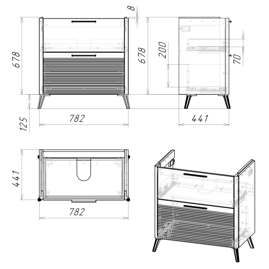 80 Тумба Альтера 80 (ум. Мирра 800, Мирра 800 слим, Pearl 80), цвет антрацит