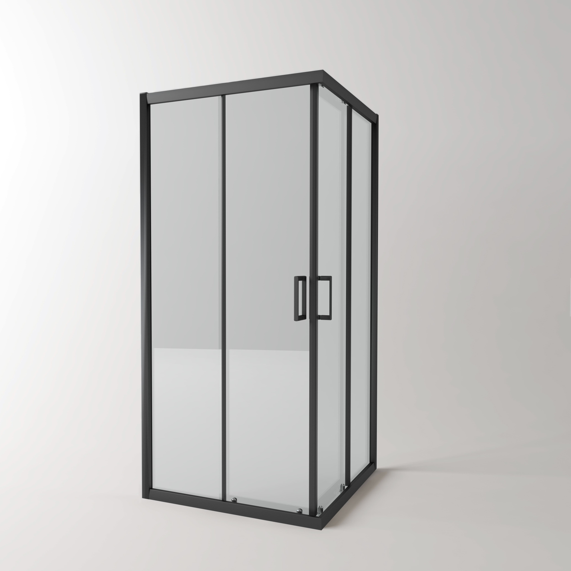 EG3B Душевое ограждение квадрат EvaGold 100х100, профиль черный матовый,прозрачное стекло