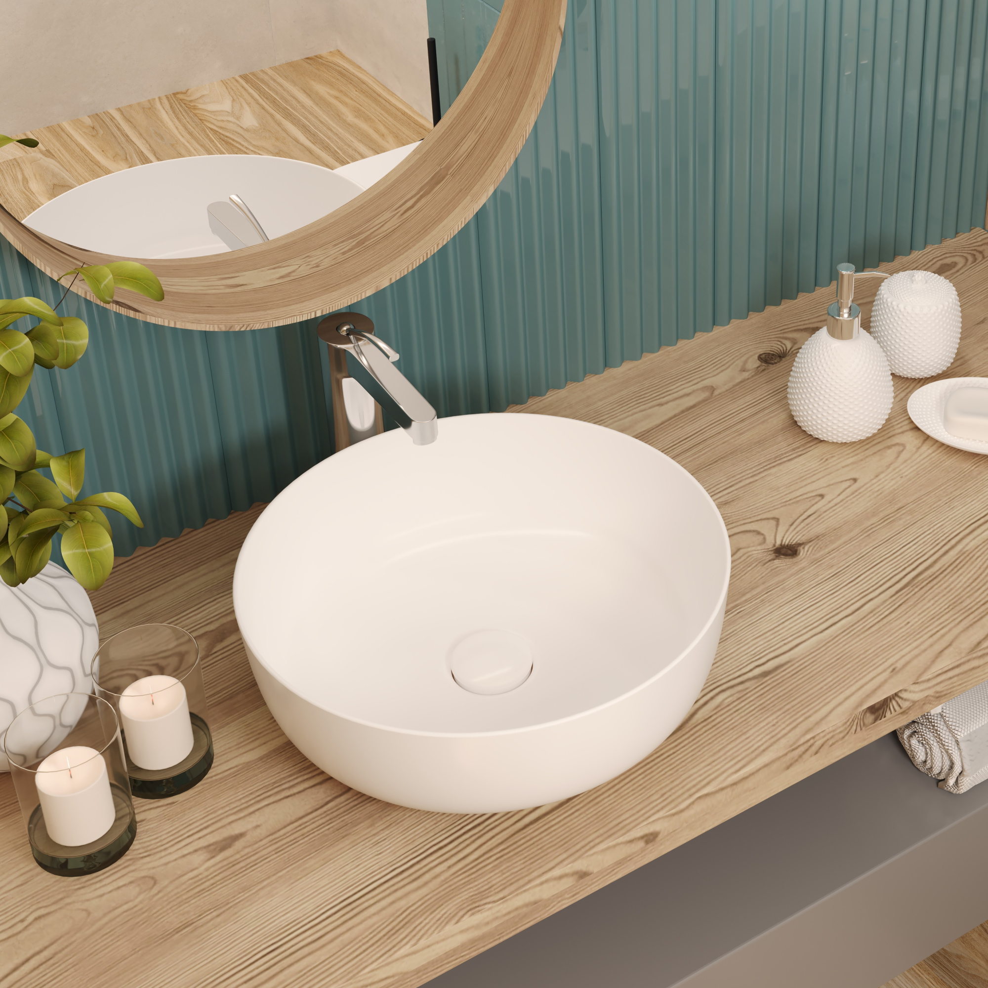 Умывальник накладной A428 круг без перелива (415*415*135 мм)