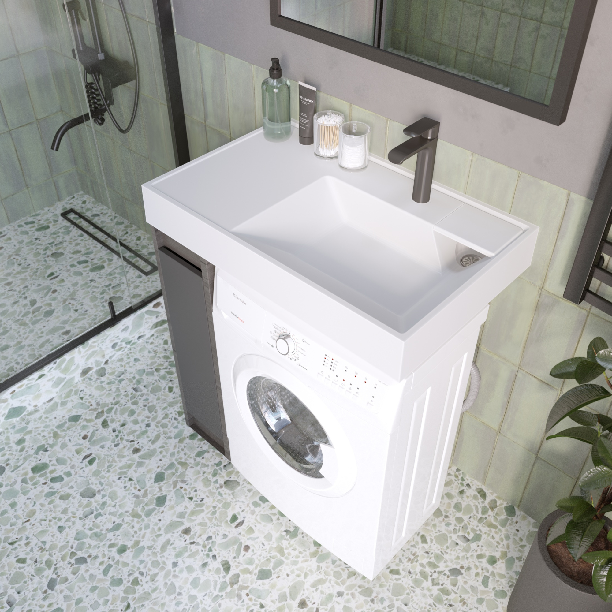 Раковина Vega 80  на стир. машину узкая 800*500*100 (кронштейн, крепление для умывальника)