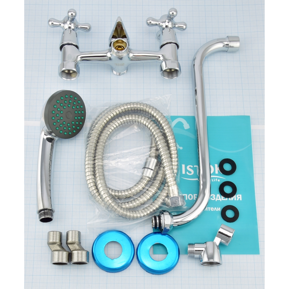 0402.714 Смеситель ванно-душевой двуручный "Istok life", длин.излив 300 мм