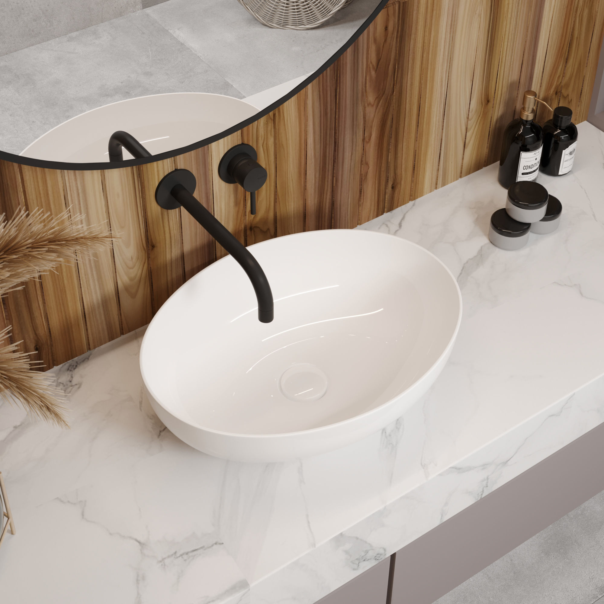 Умывальник накладной A433 овал без перелива (515*390*145 мм)