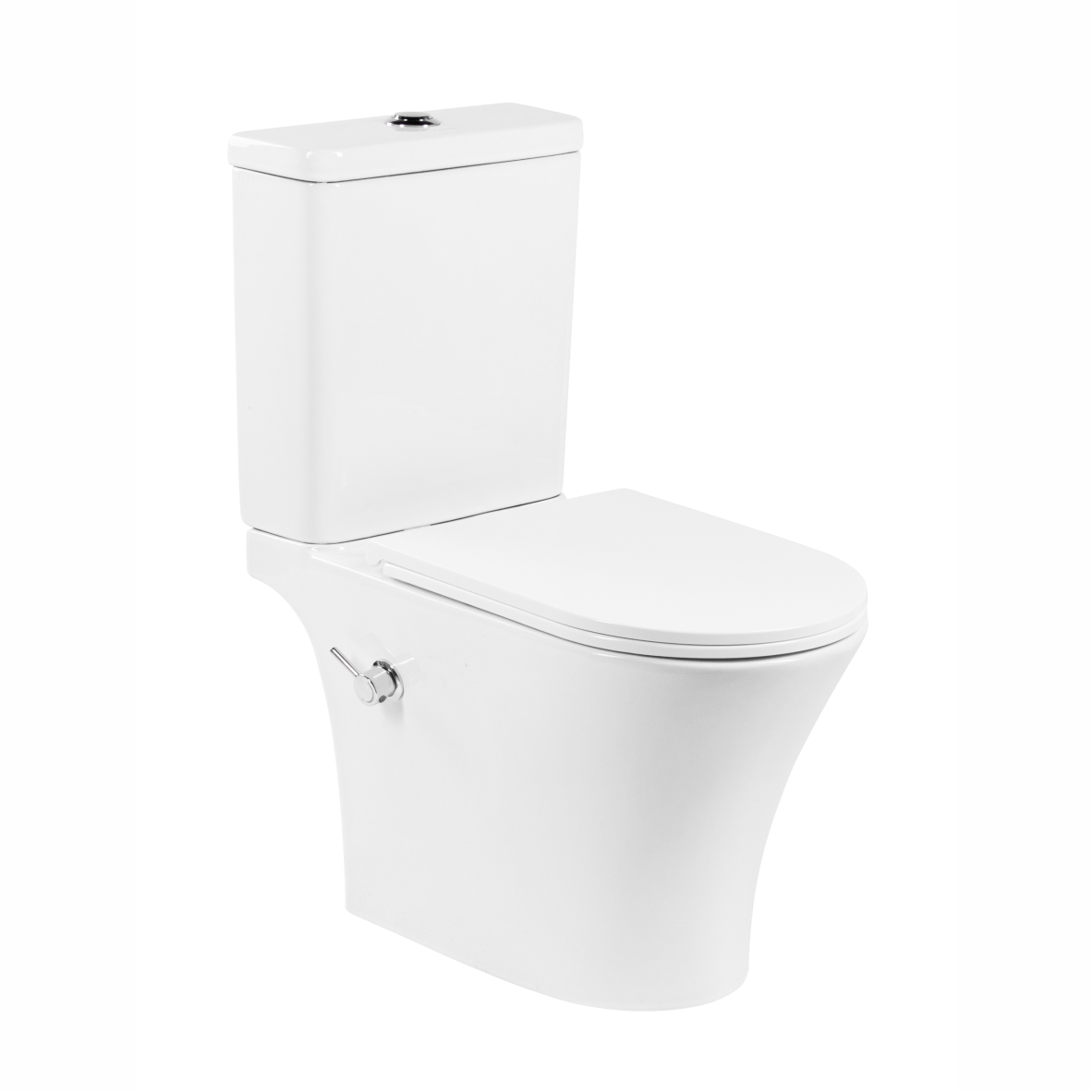 A2801B Унитаз-компакт, безободковый с биде, сиденье тонкое ДП, крепления, арматура, гориз. выпуск