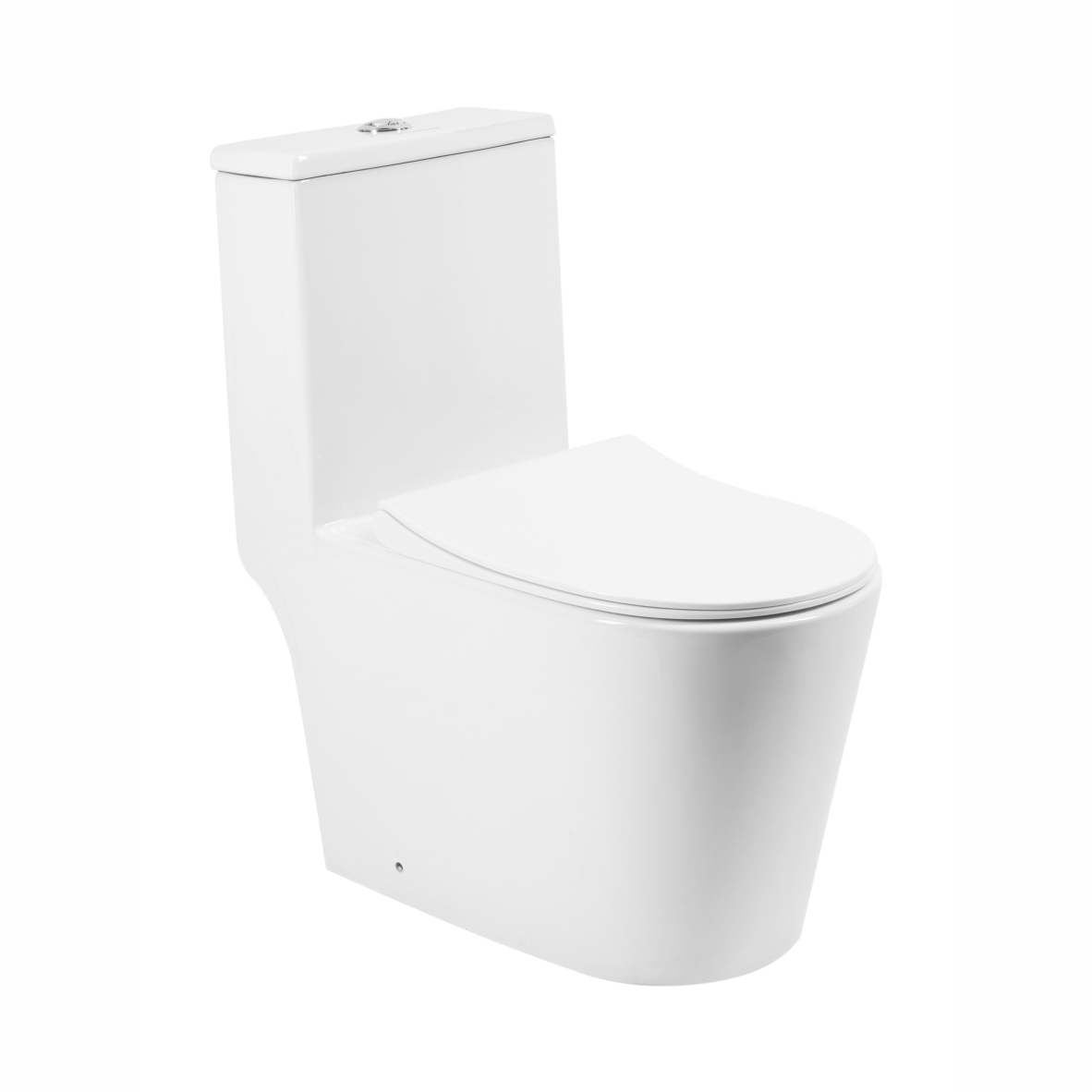 Унитаз-моноблок T1084 безободковый круговой смыв, сиденье тонкое ДП, арматура (с гофрой и подводкой)