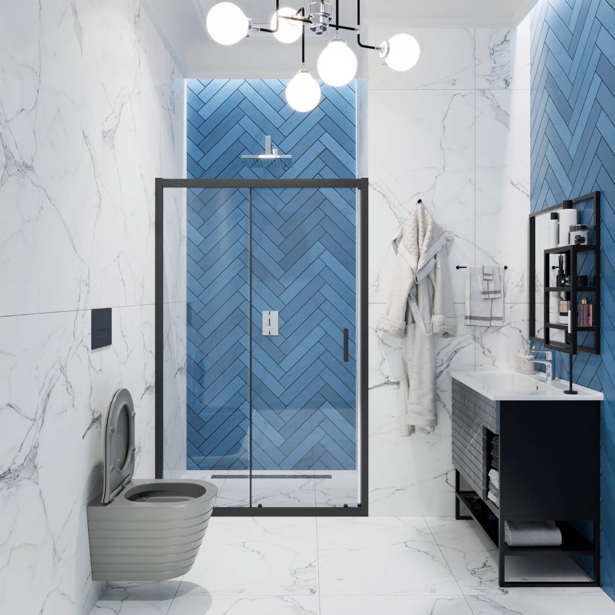 Унитаз подвесной K703GM серый матовый безободковый, сиденье тонкое ДП, крепления