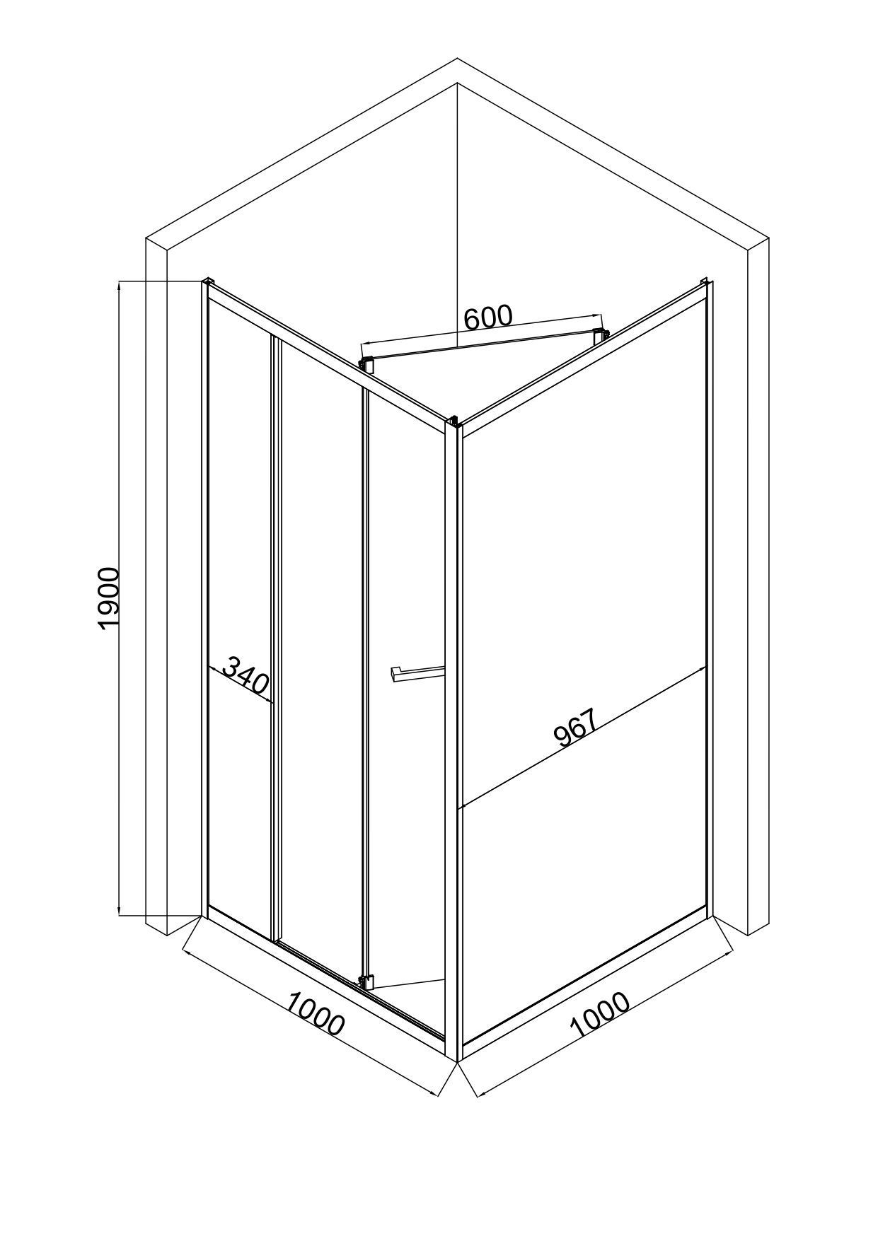 EG7C Душевое ограждение квадрат EvaGold 100х100, профиль хром, прозрачное стекло